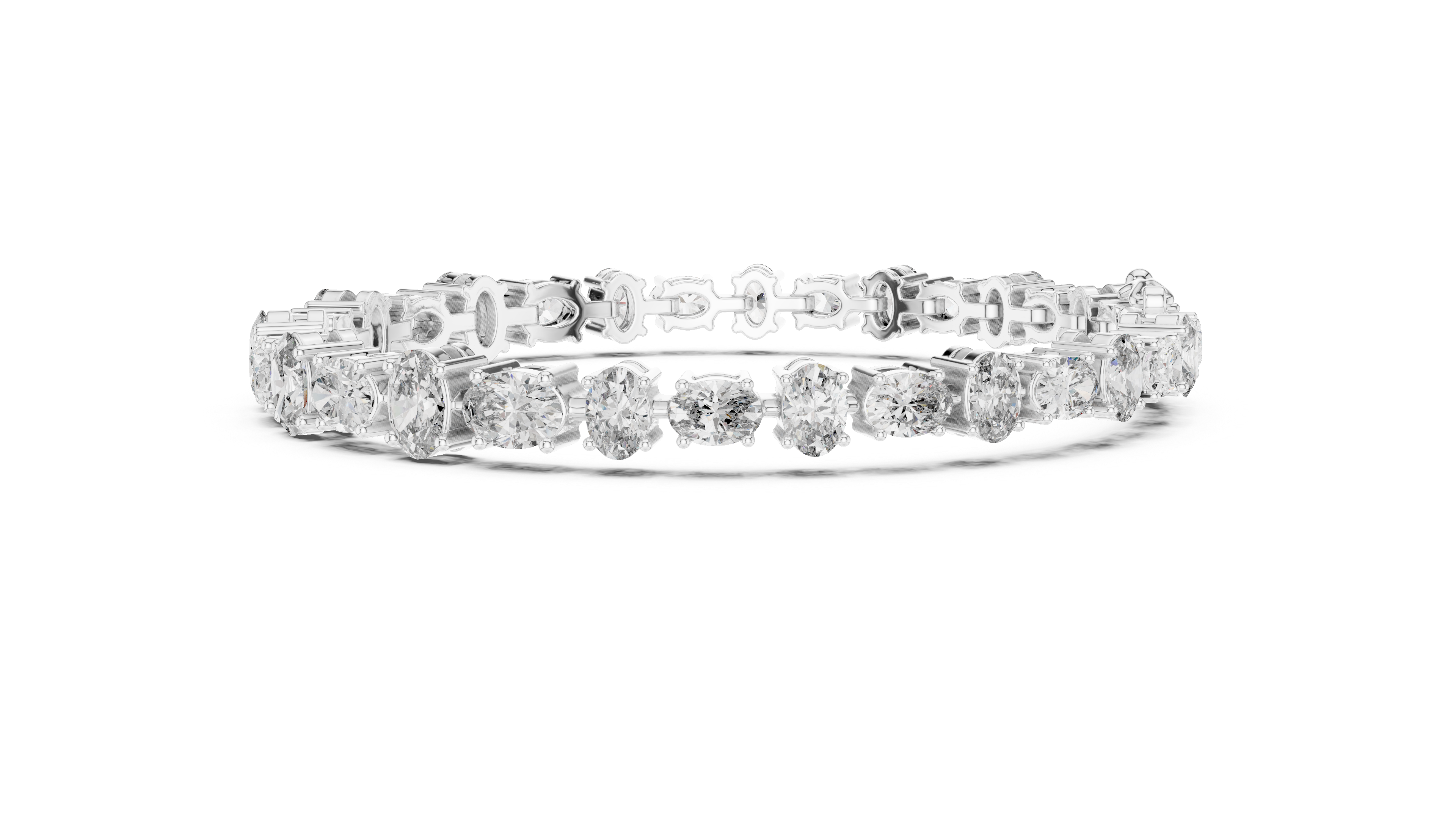 Oval Cut Diamond Tennis Chain Bracelet in Classic Collet Setting with Graduated Brilliance