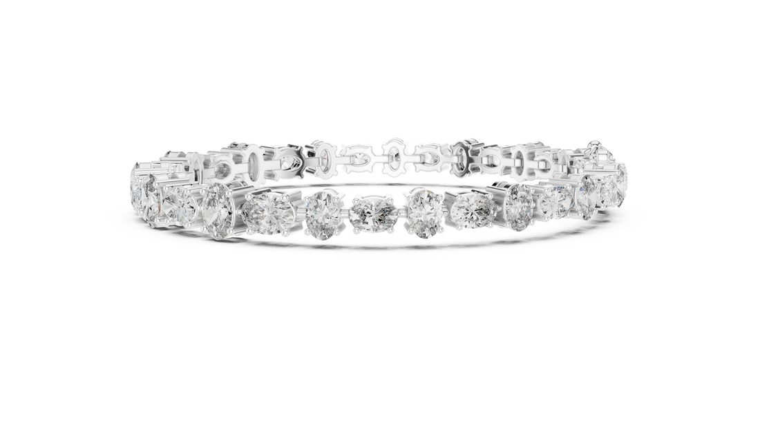 Oval Cut Diamond Tennis Chain Bracelet in Classic Collet Setting with Graduated Brilliance
