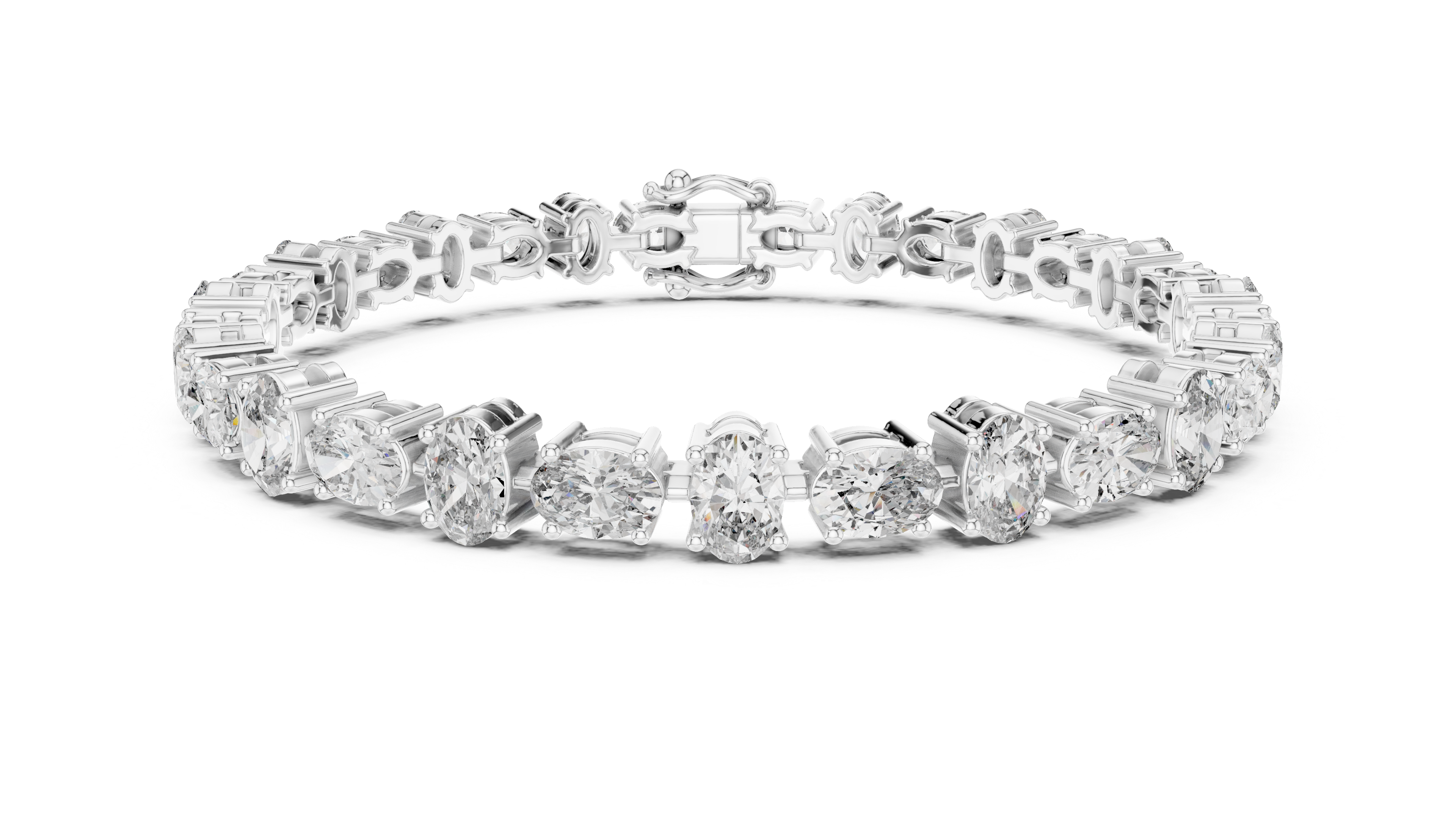 Oval Cut Diamond Tennis Chain Bracelet in Classic Collet Setting with Graduated Brilliance