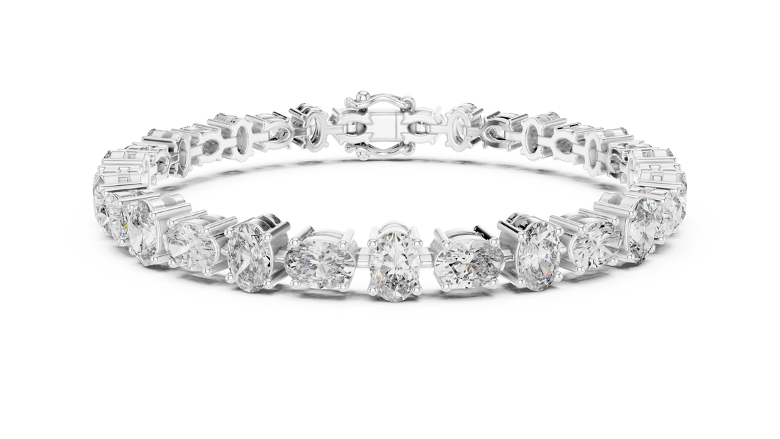 Oval Cut Diamond Tennis Chain Bracelet in Classic Collet Setting with Graduated Brilliance