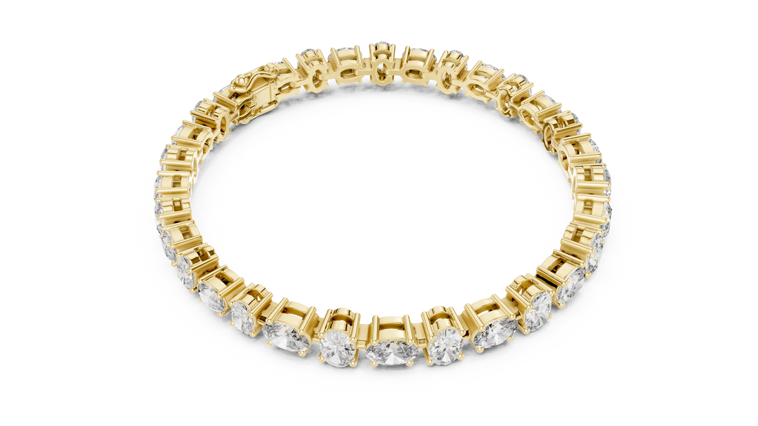 Oval Cut Diamond Tennis Chain Bracelet in Classic Collet Setting with Graduated Brilliance