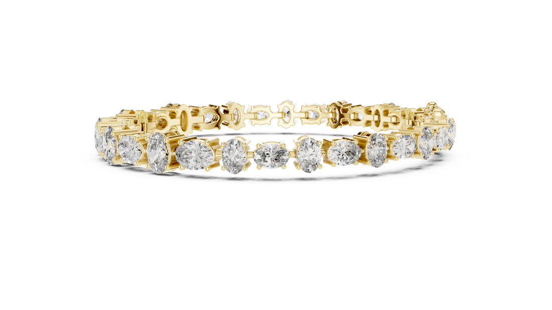 Oval Cut Diamond Tennis Chain Bracelet in Classic Collet Setting with Graduated Brilliance