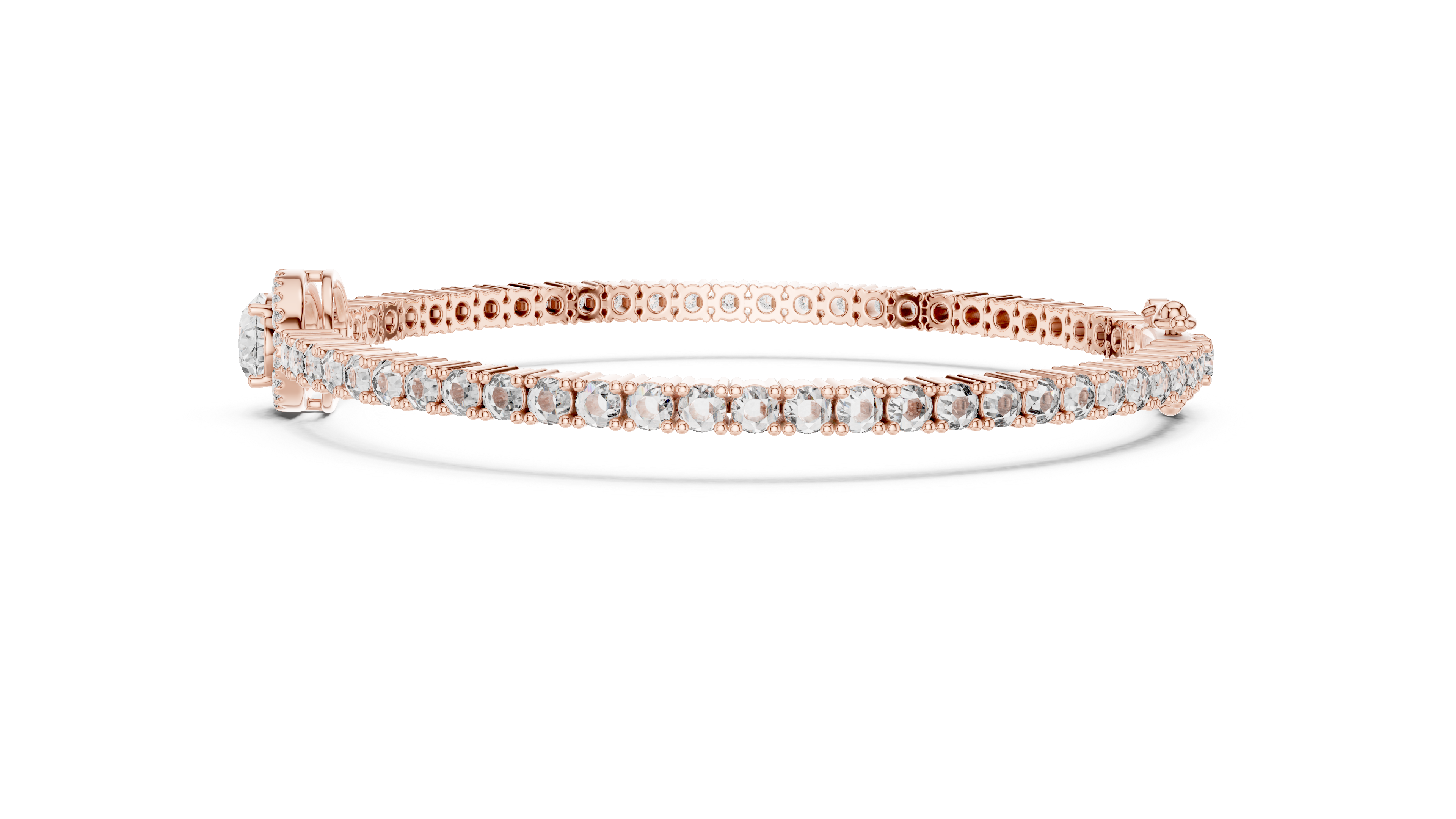 Round Cut Diamond Halo Center Chain Tennis Bracelet