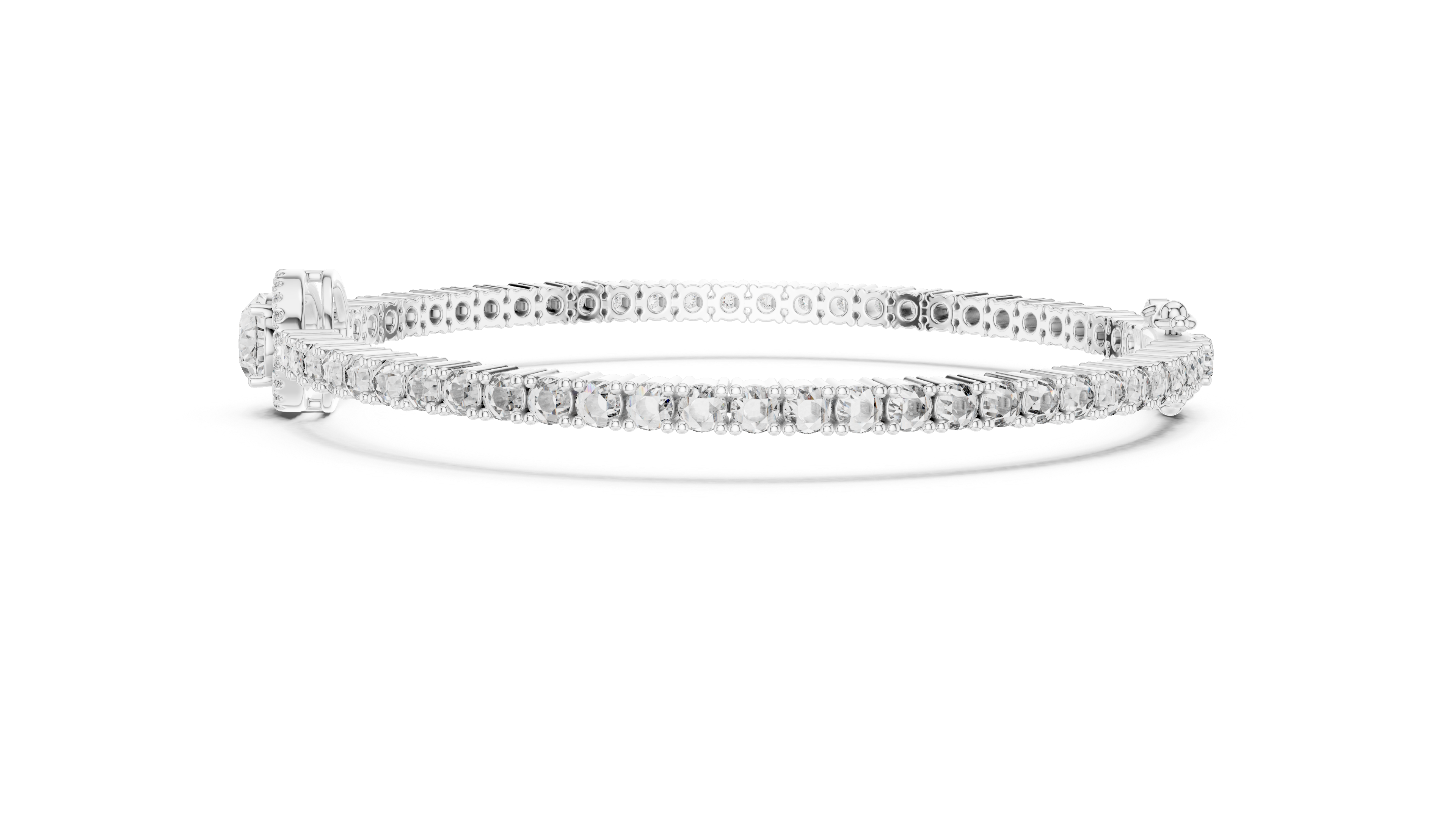 Round Cut Diamond Halo Center Chain Tennis Bracelet
