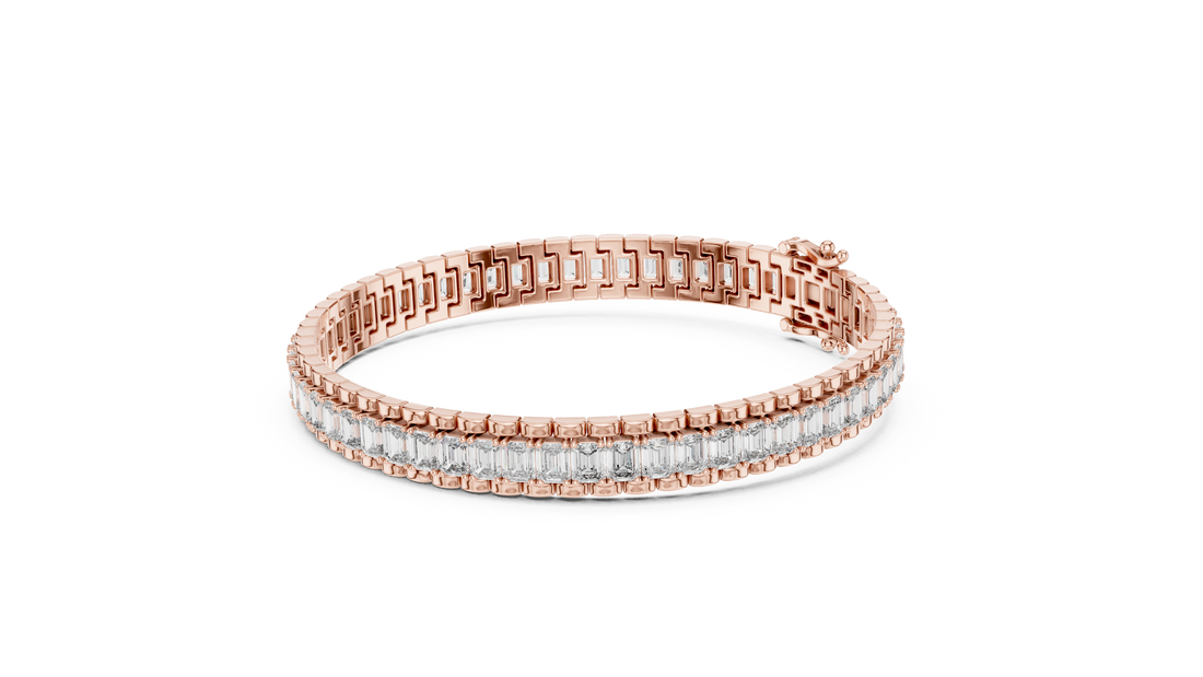 Emerald Cut Diamond Tennis Line Bracelet in Continuous Collet Setting