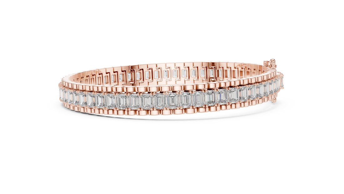 Emerald Cut Diamond Tennis Line Bracelet in Continuous Collet Setting