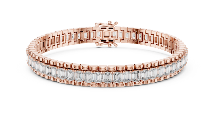 Emerald Cut Diamond Tennis Line Bracelet in Continuous Collet Setting