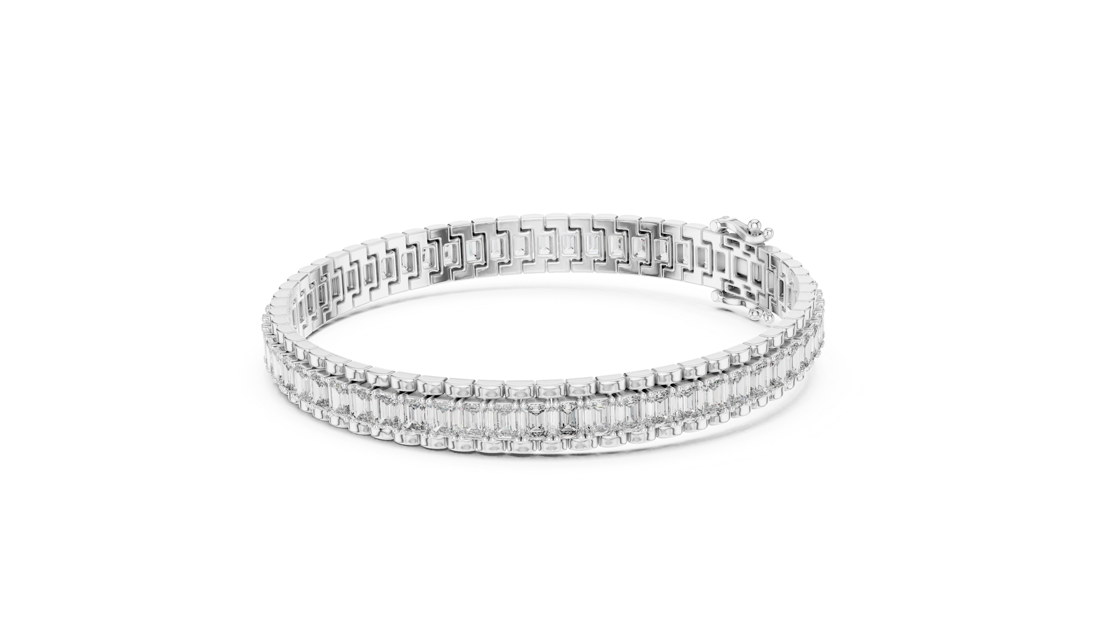 Emerald Cut Diamond Tennis Line Bracelet in Continuous Collet Setting
