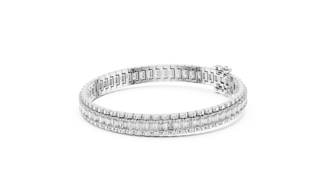 Emerald Cut Diamond Tennis Line Bracelet in Continuous Collet Setting