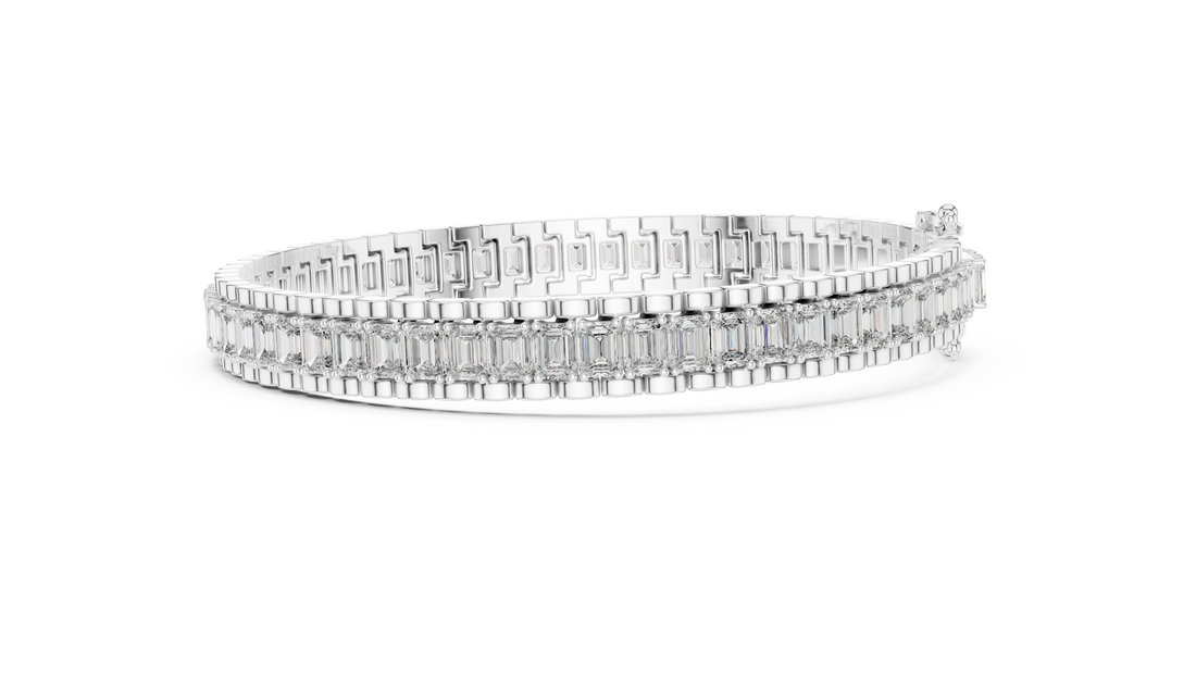 Emerald Cut Diamond Tennis Line Bracelet in Continuous Collet Setting
