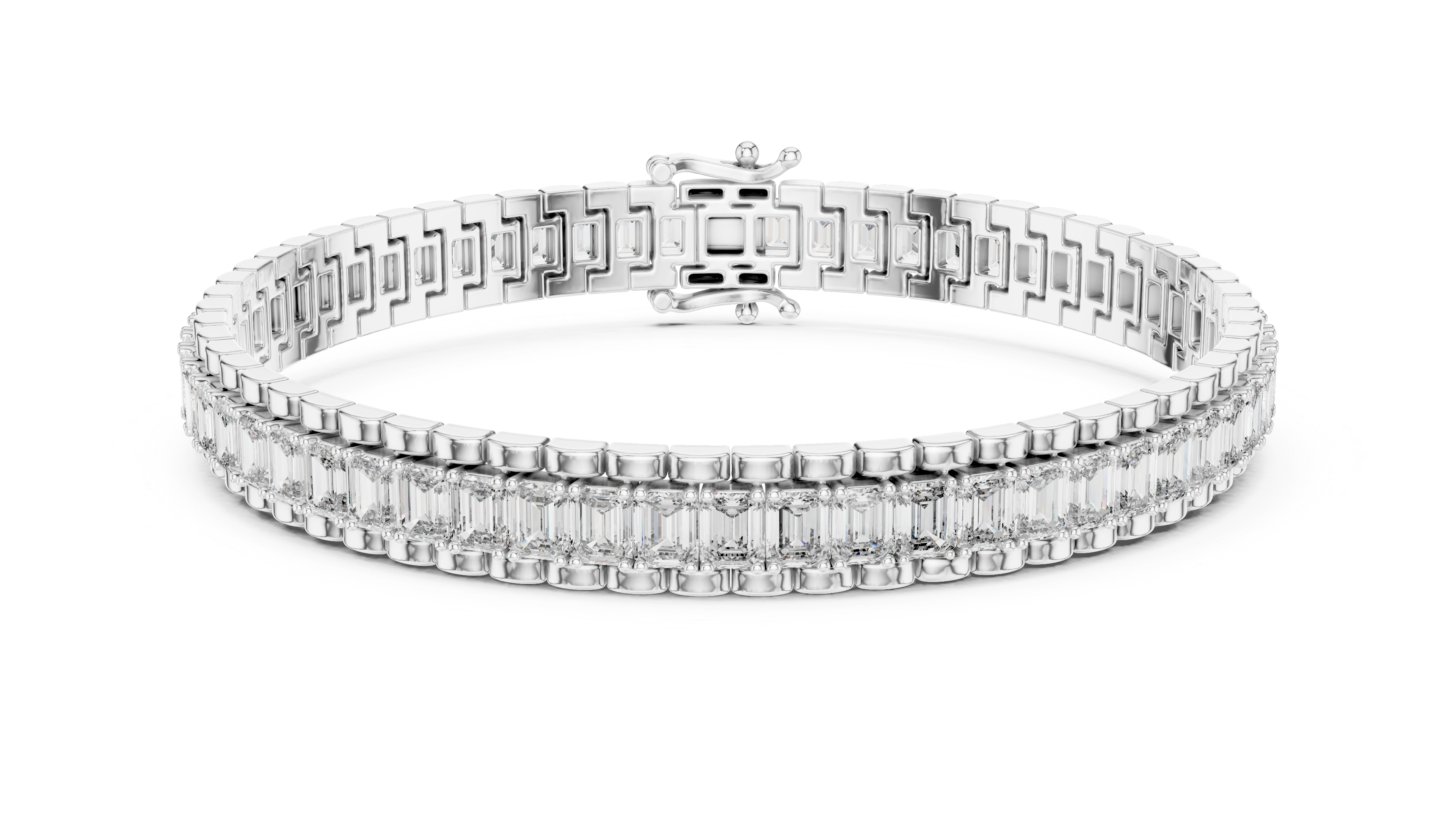 Emerald Cut Diamond Tennis Line Bracelet in Continuous Collet Setting