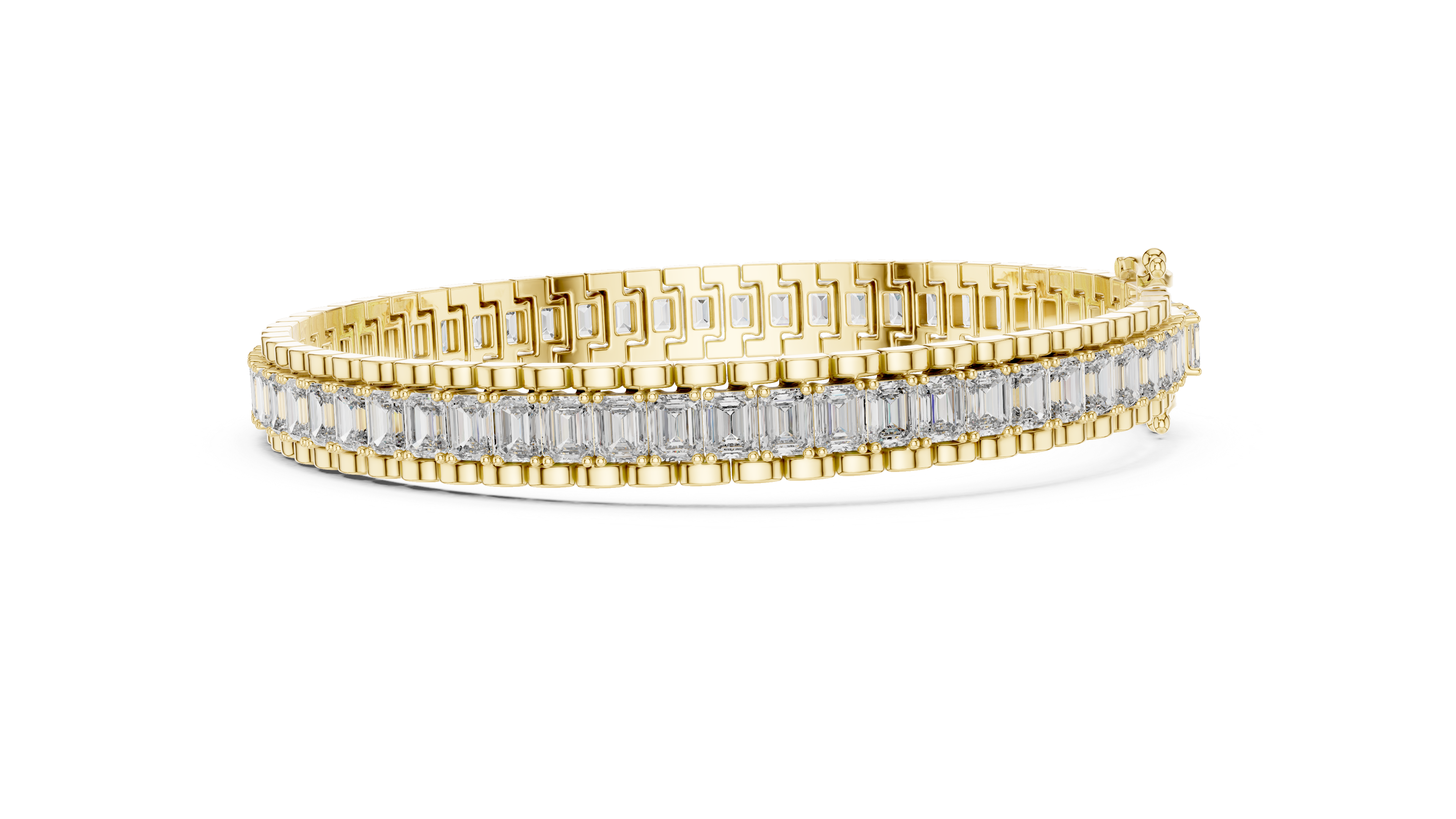 Emerald Cut Diamond Tennis Line Bracelet in Continuous Collet Setting