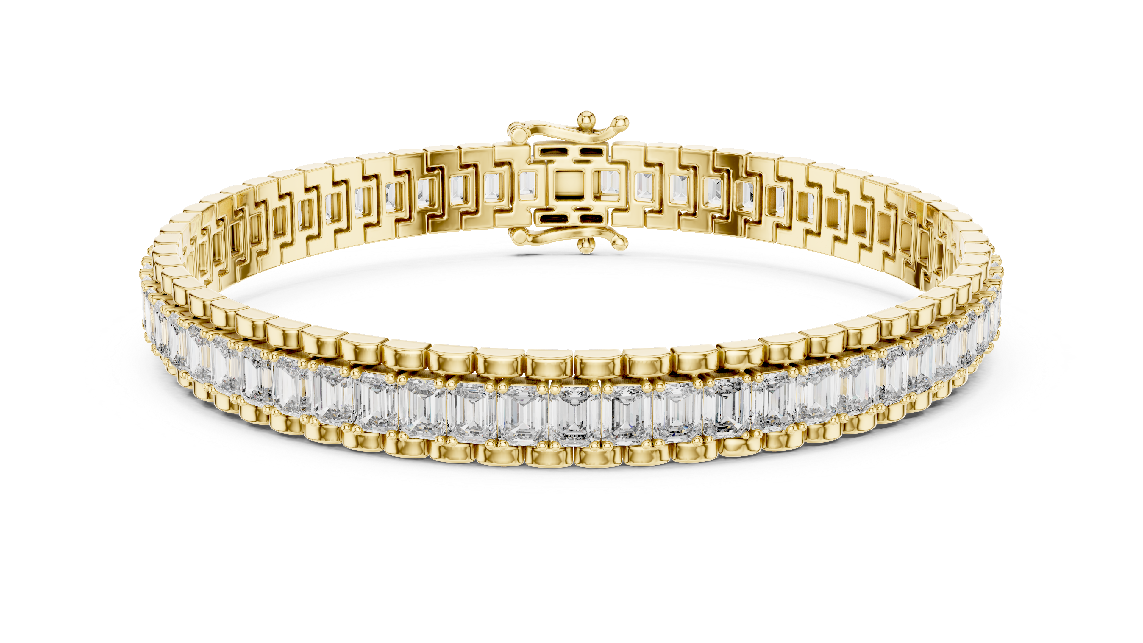 Emerald Cut Diamond Tennis Line Bracelet in Continuous Collet Setting