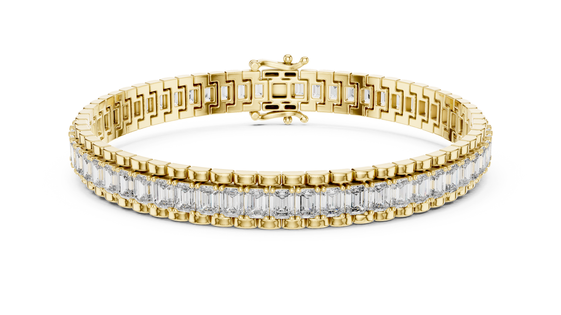 Emerald Cut Diamond Tennis Line Bracelet in Continuous Collet Setting