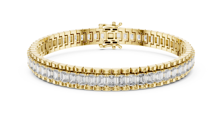 Emerald Cut Diamond Tennis Line Bracelet in Continuous Collet Setting