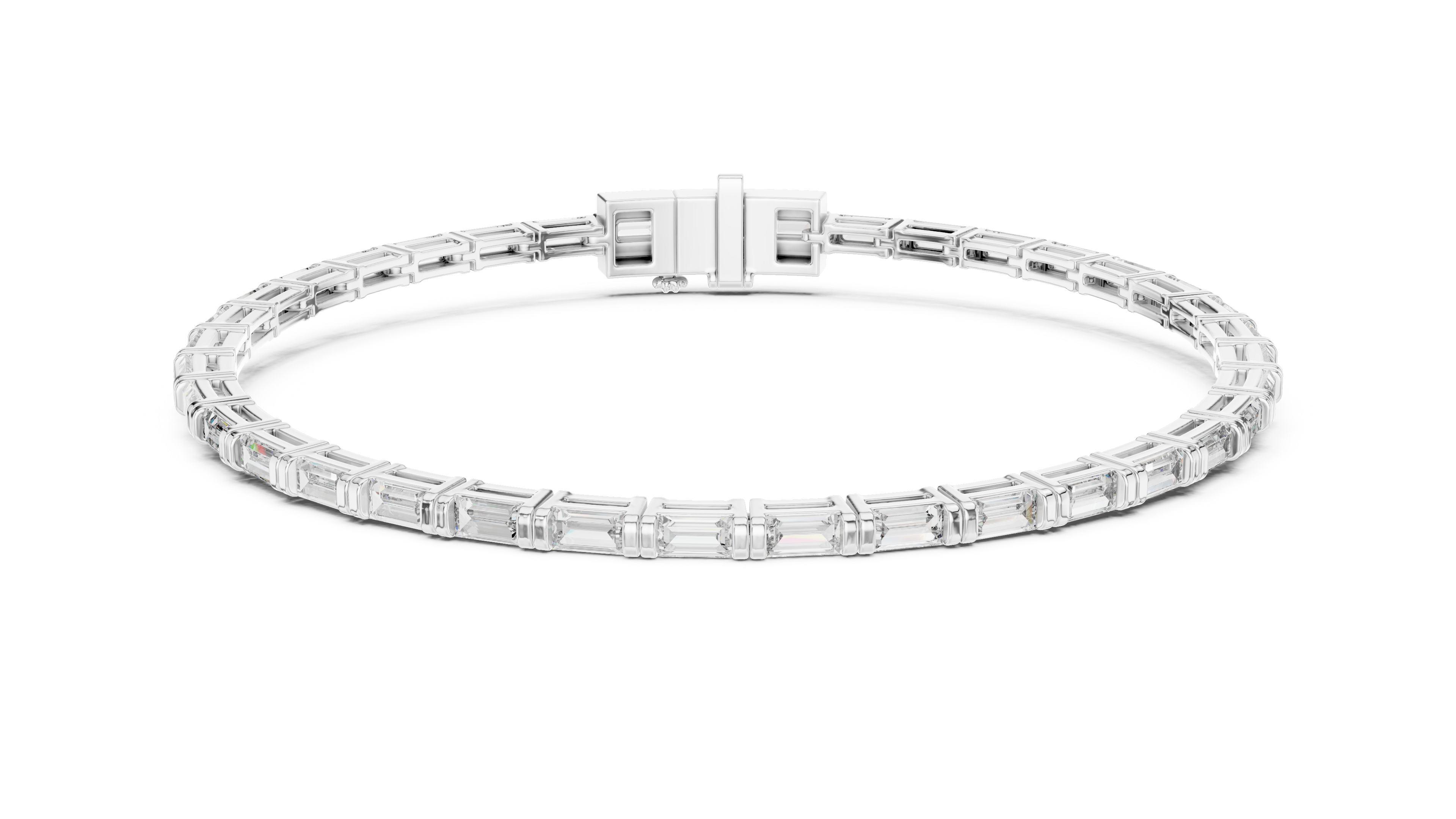 Elegant Baguette Cut Diamond Tennis Bracelet