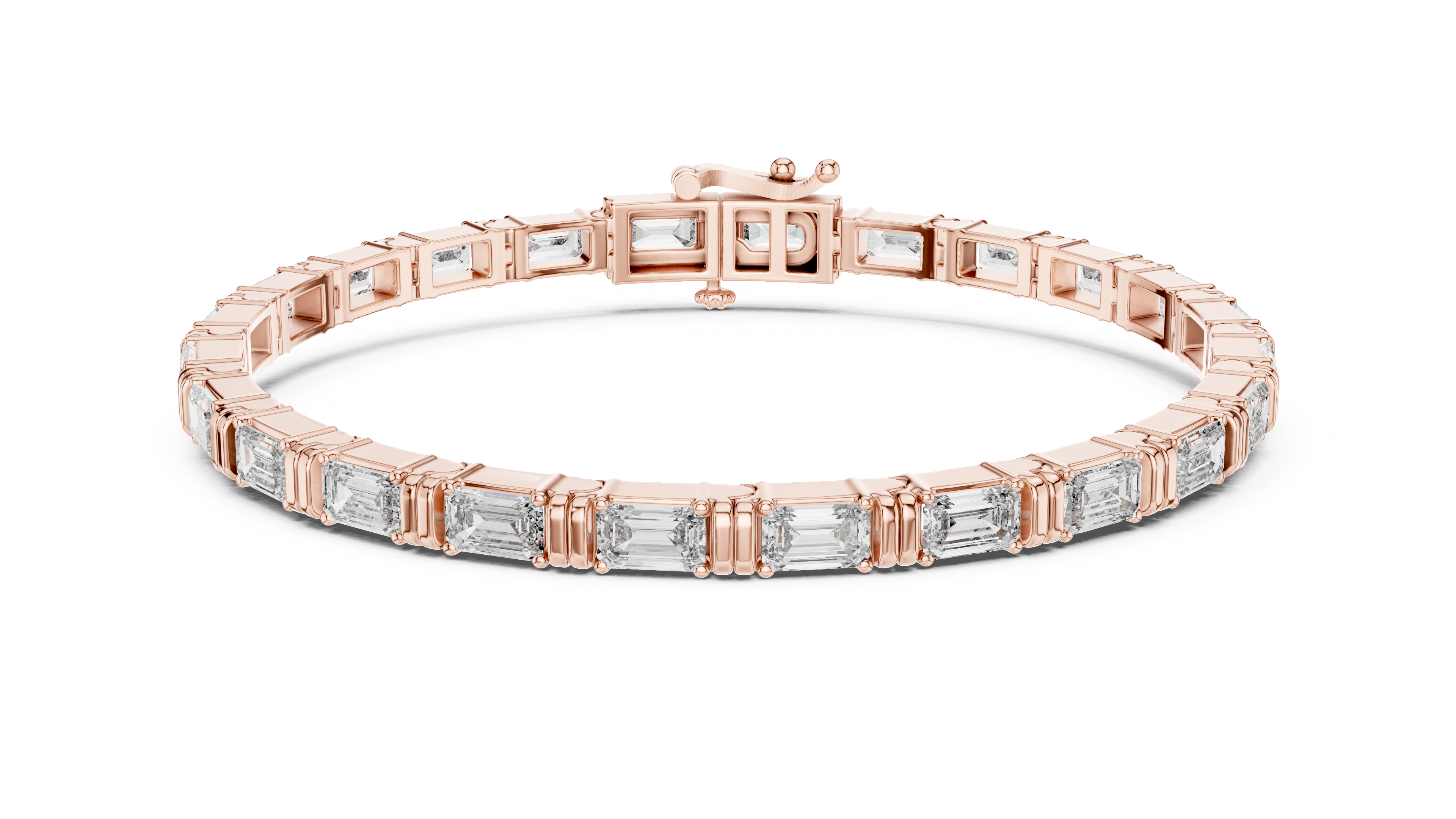 Elegant Emerald Cut Diamond Tennis Bracelet