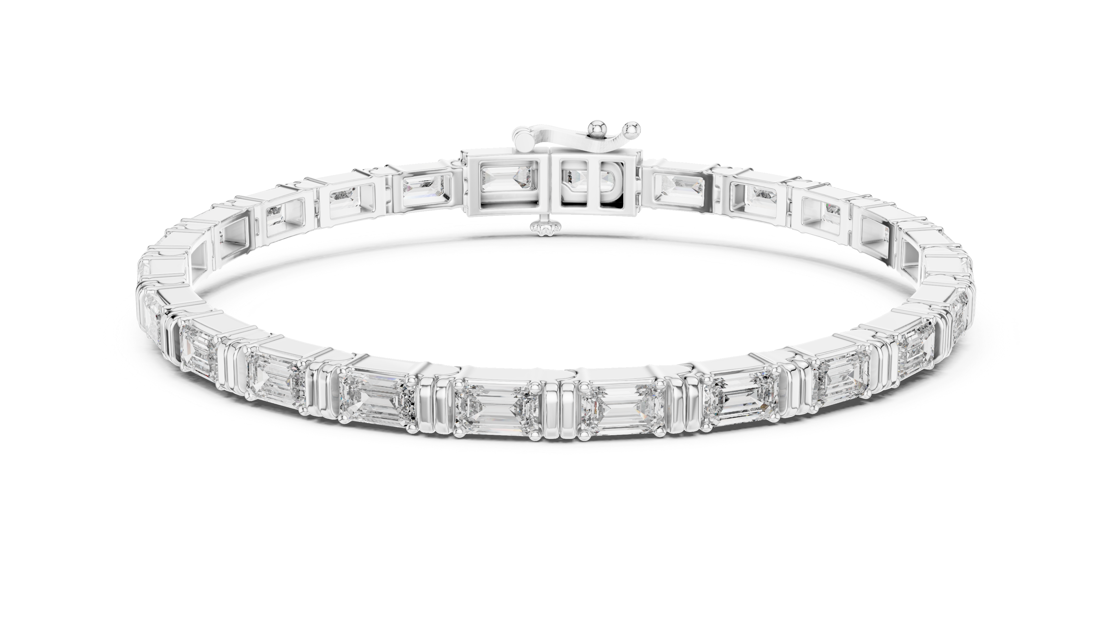 Elegant Emerald Cut Diamond Tennis Bracelet