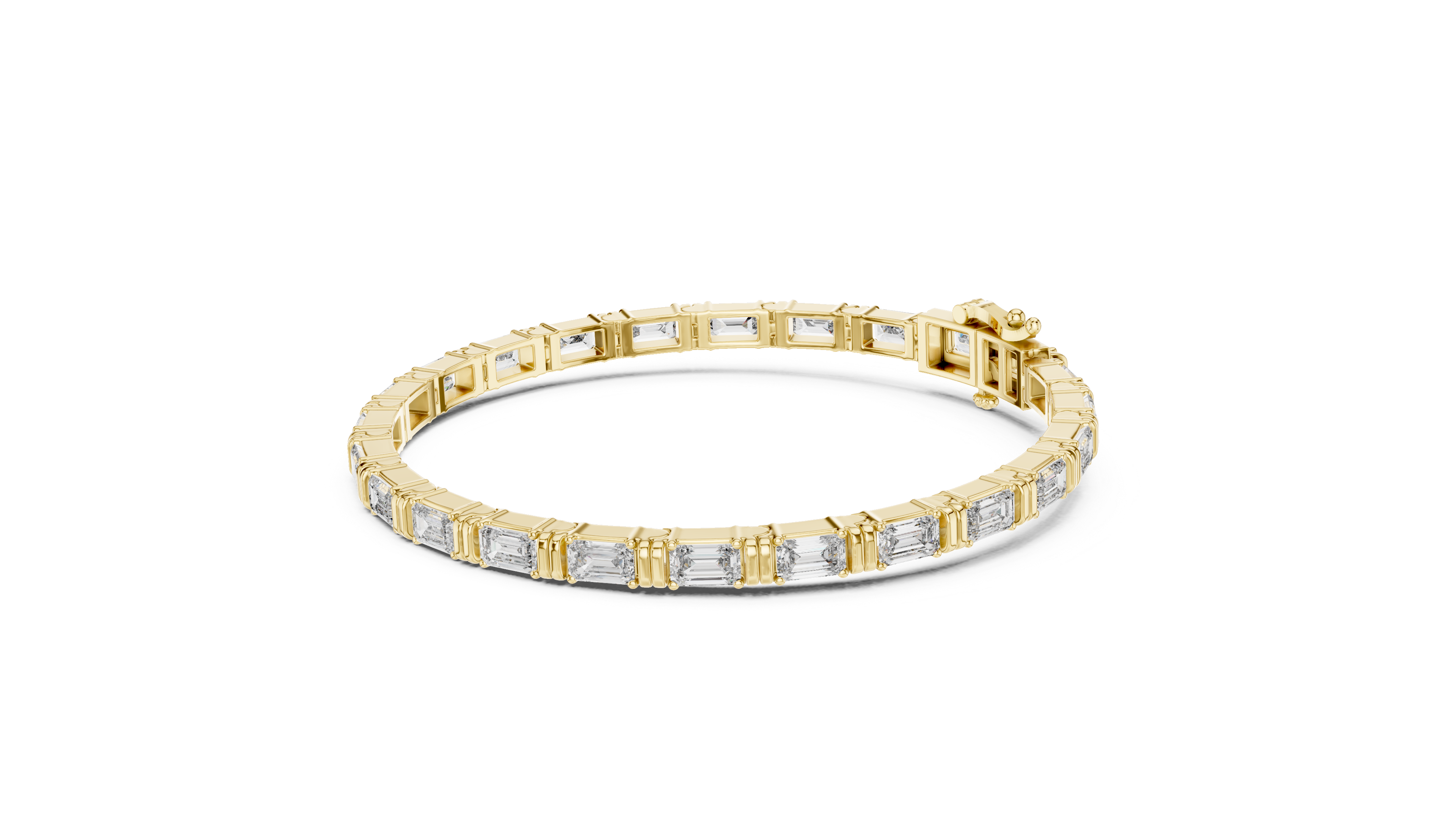 Elegant Emerald Cut Diamond Tennis Bracelet