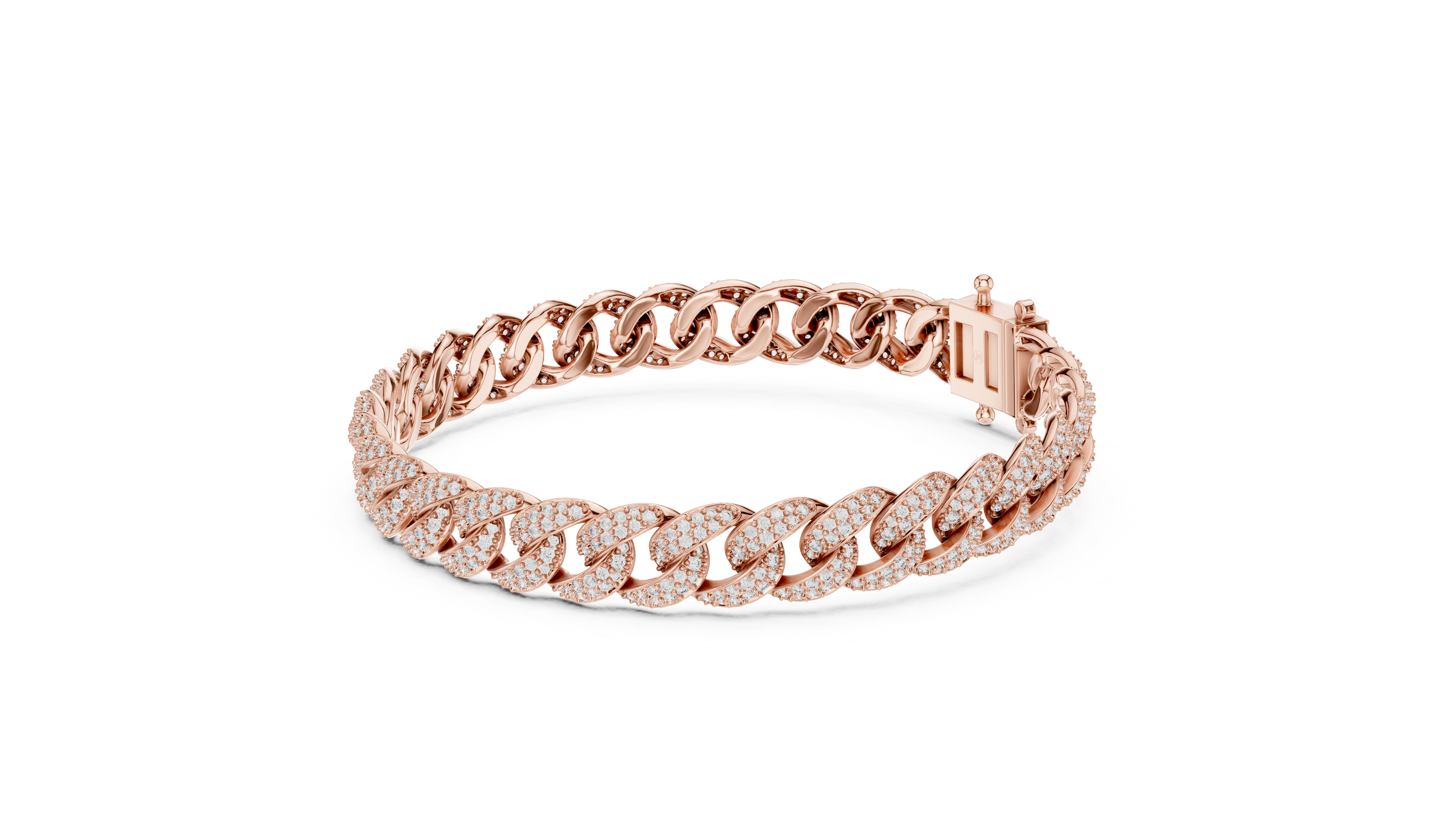 Round Diamond Pavé Curb Link Chain Bracelet