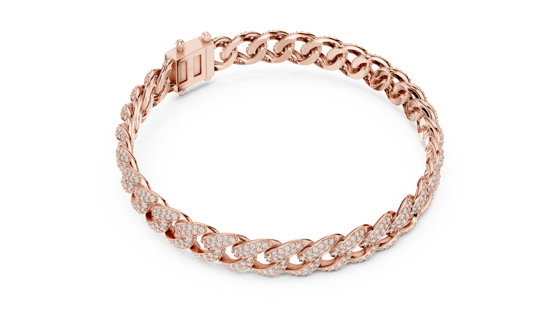 Round Diamond Pavé Curb Link Chain Bracelet