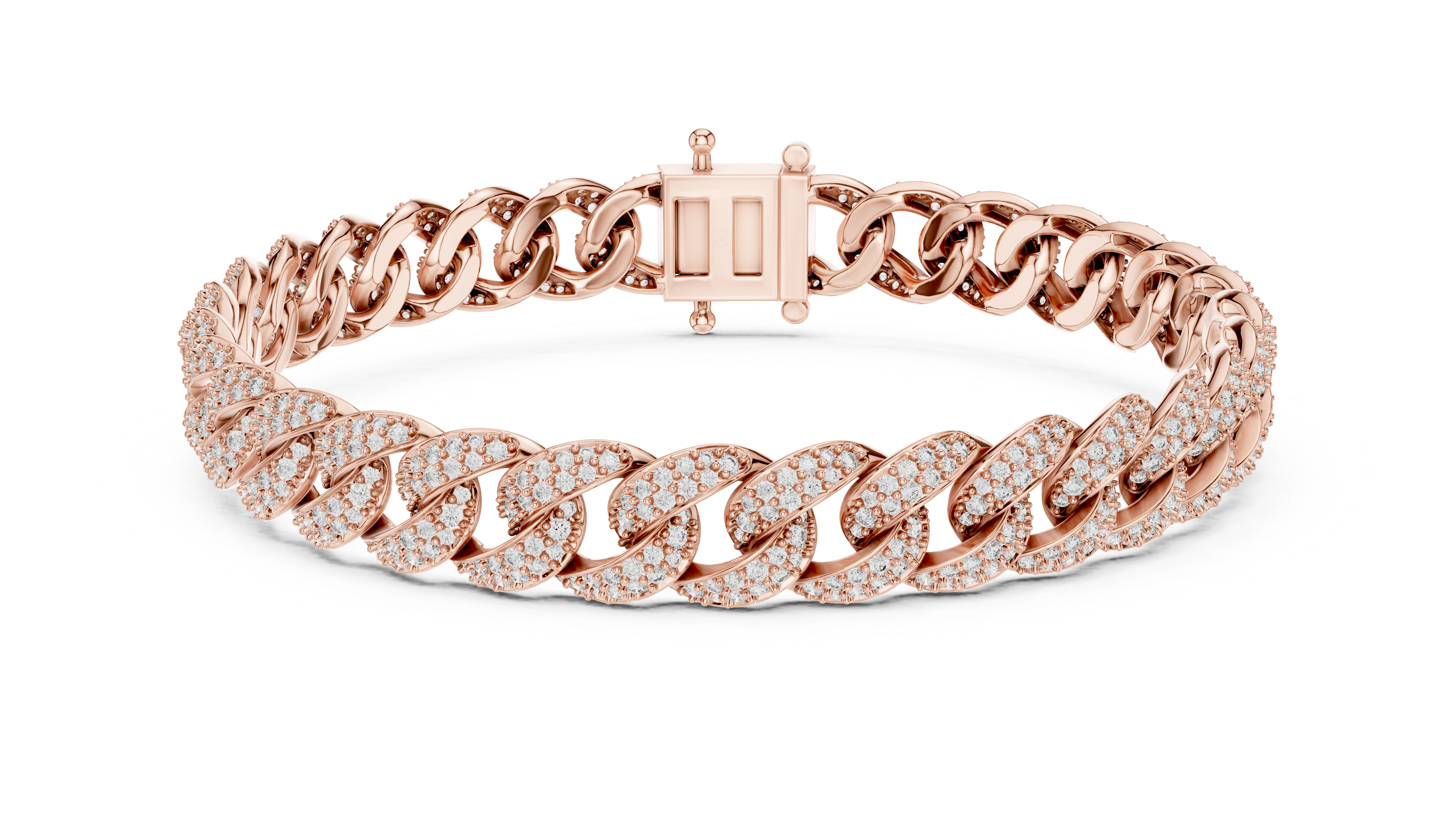 Round Diamond Pavé Curb Link Chain Bracelet