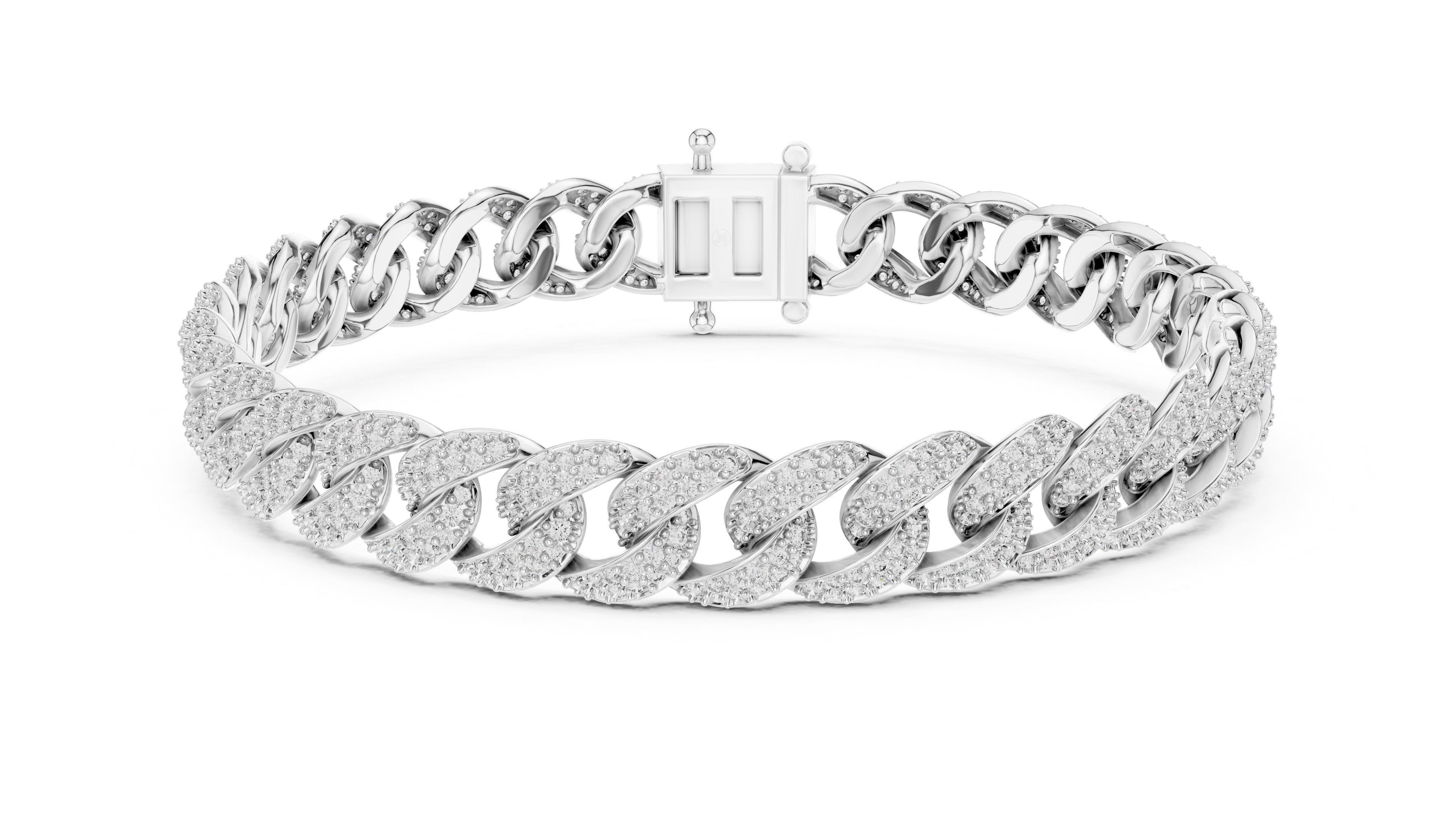 Round Diamond Pavé Curb Link Chain Bracelet