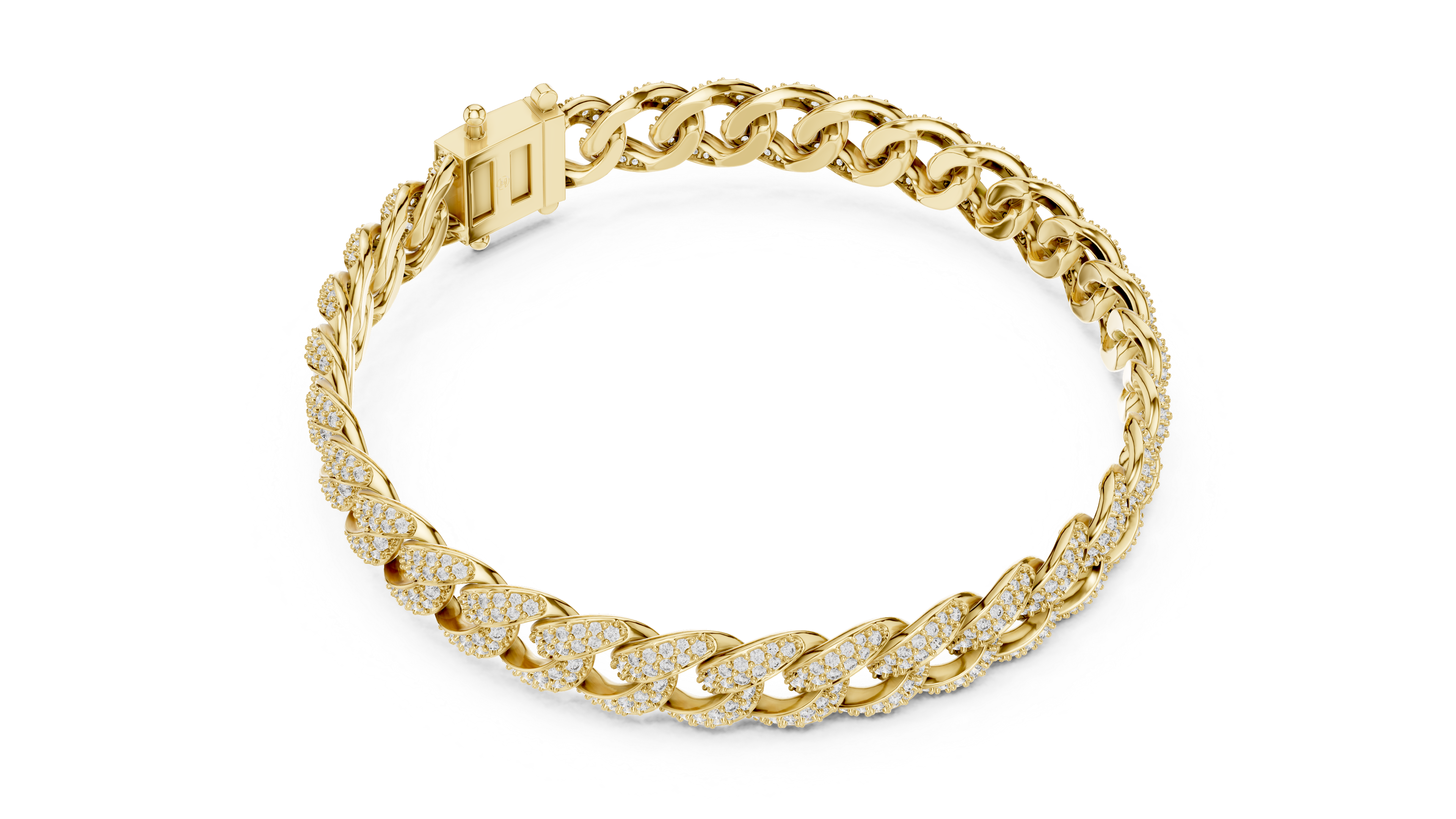 Round Diamond Pavé Curb Link Chain Bracelet