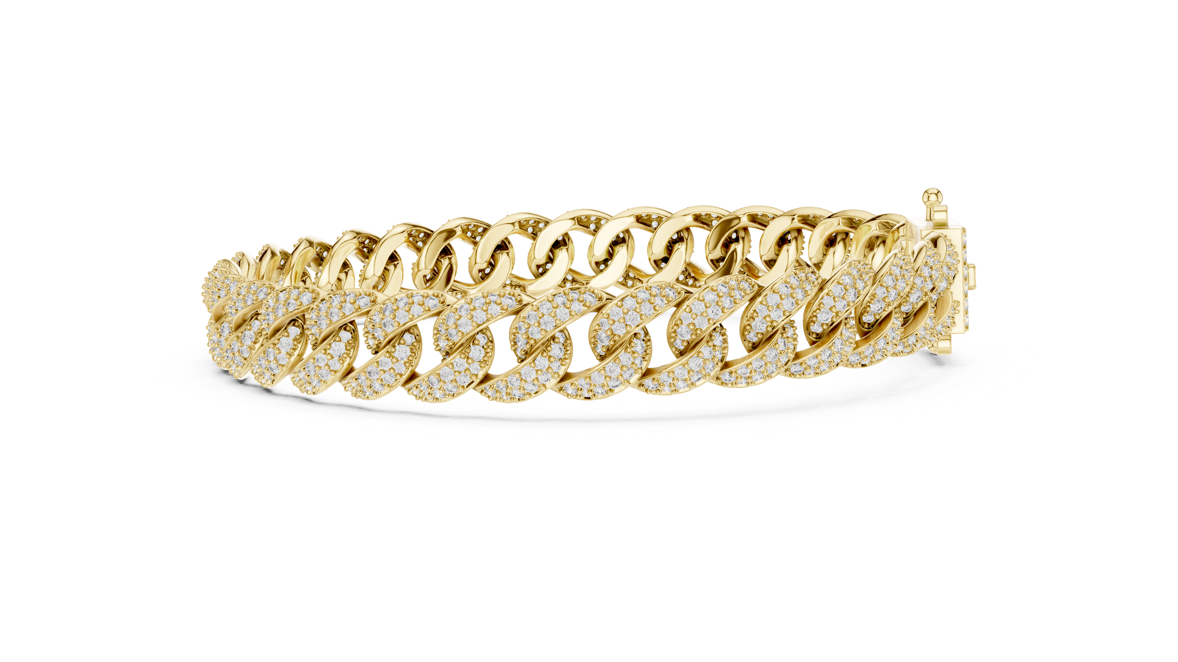 Round Diamond Pavé Curb Link Chain Bracelet