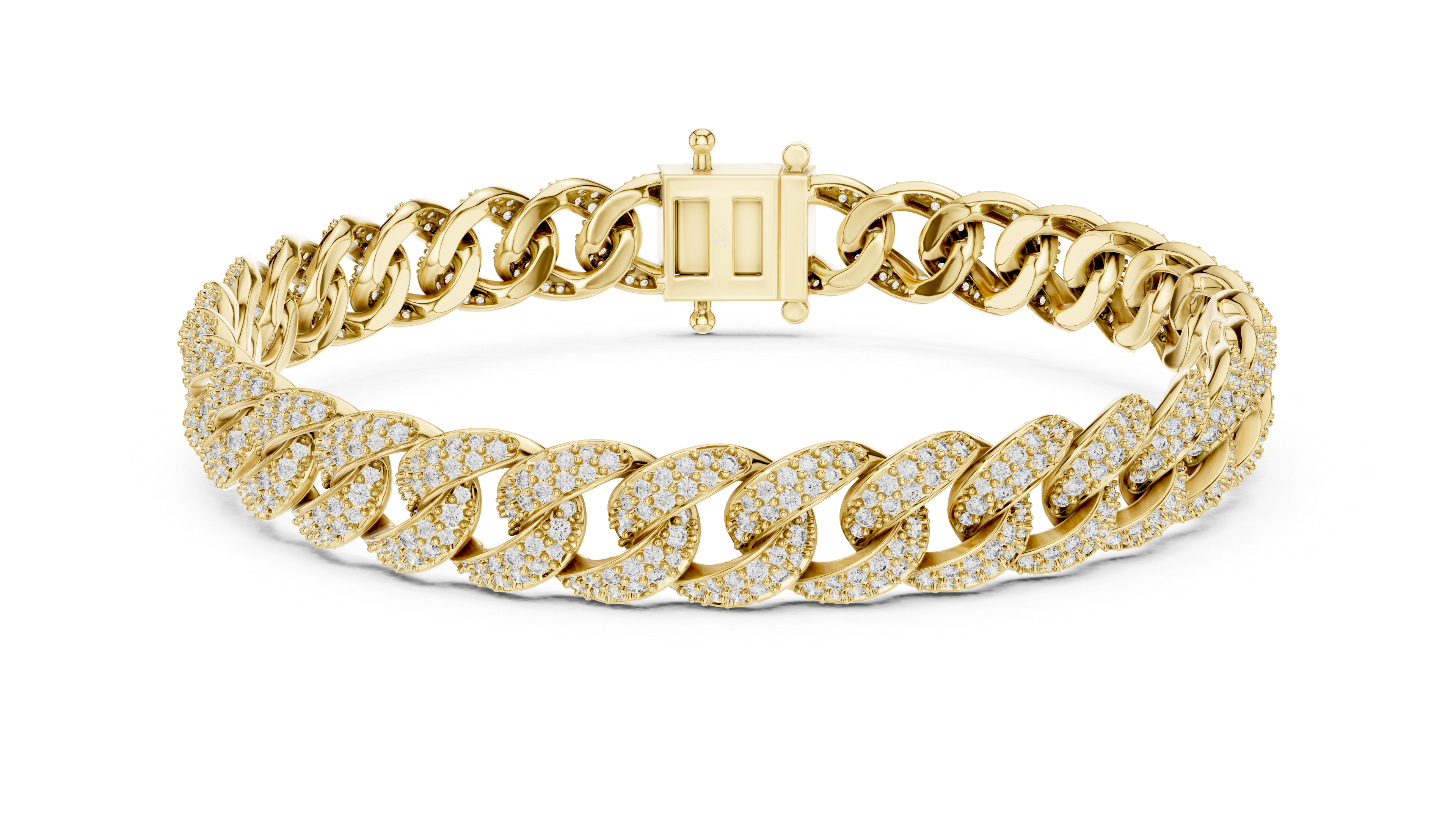 Round Diamond Pavé Curb Link Chain Bracelet