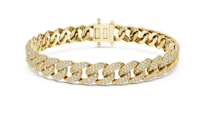 Round Diamond Pavé Curb Link Chain Bracelet
