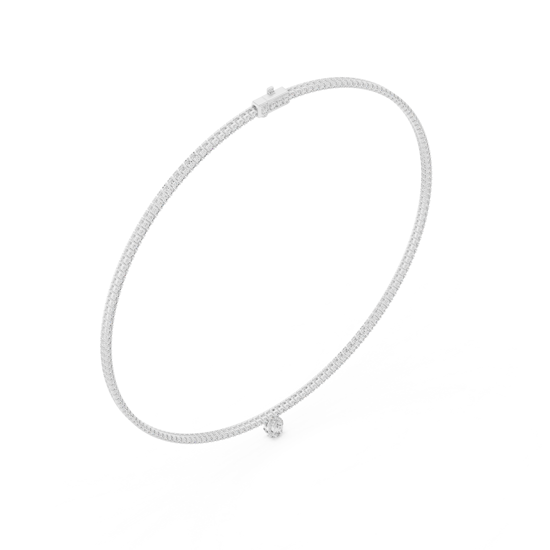 Round and Pear Cut Diamond Halo Drop Pendant Riviera Chain Necklace