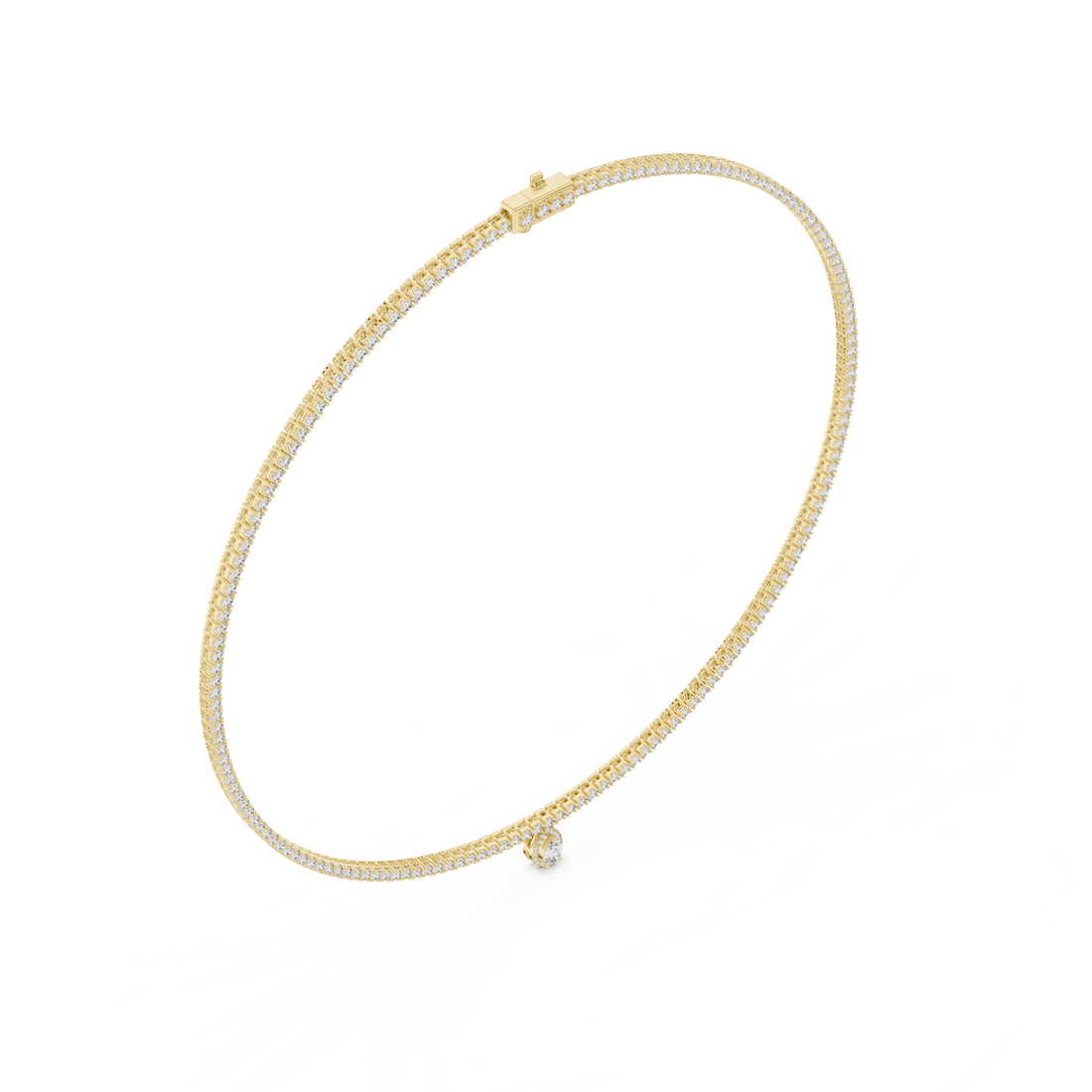 Round and Pear Cut Diamond Halo Drop Pendant Riviera Chain Necklace