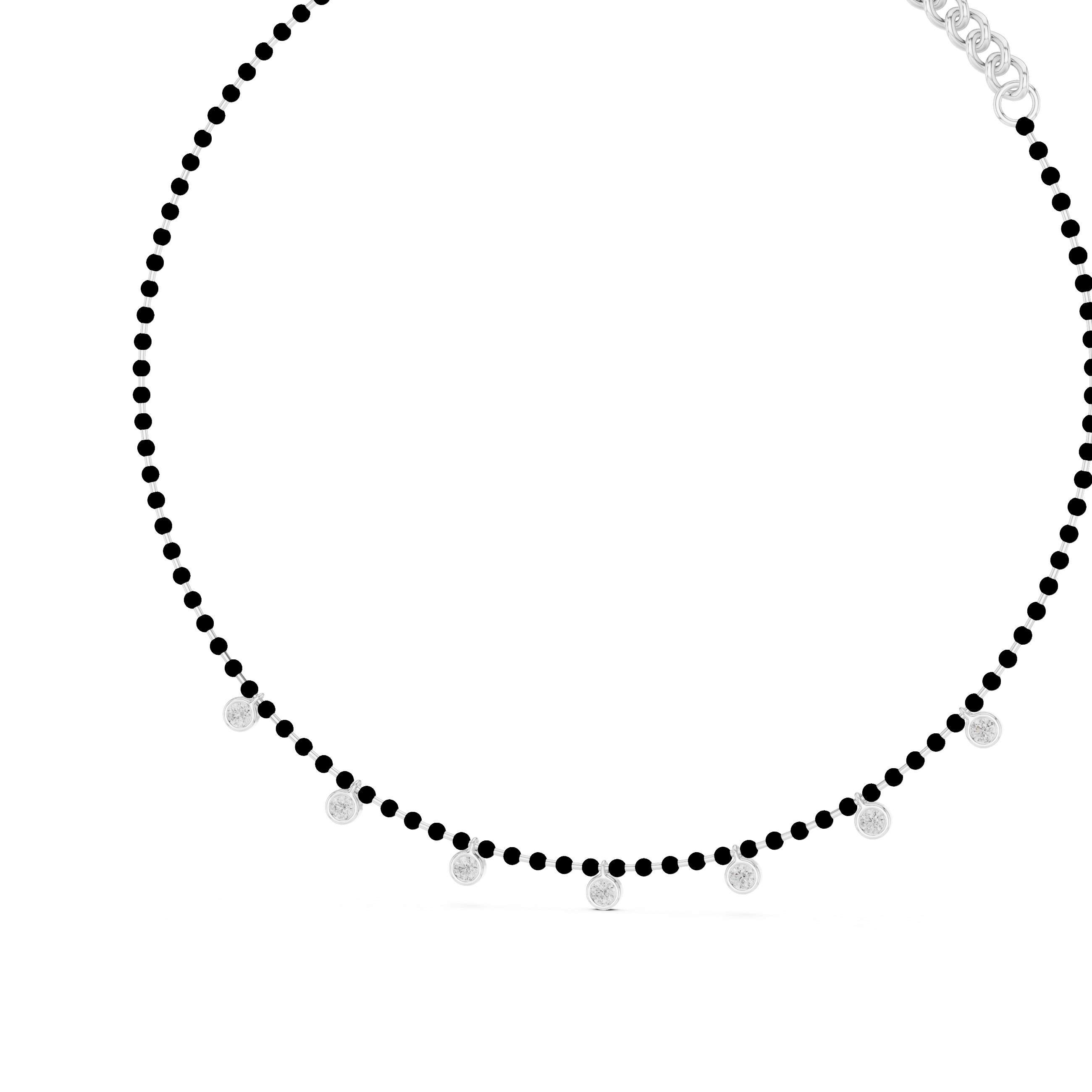 Round Diamond Bezel Station Chain Necklace with Floating Charms