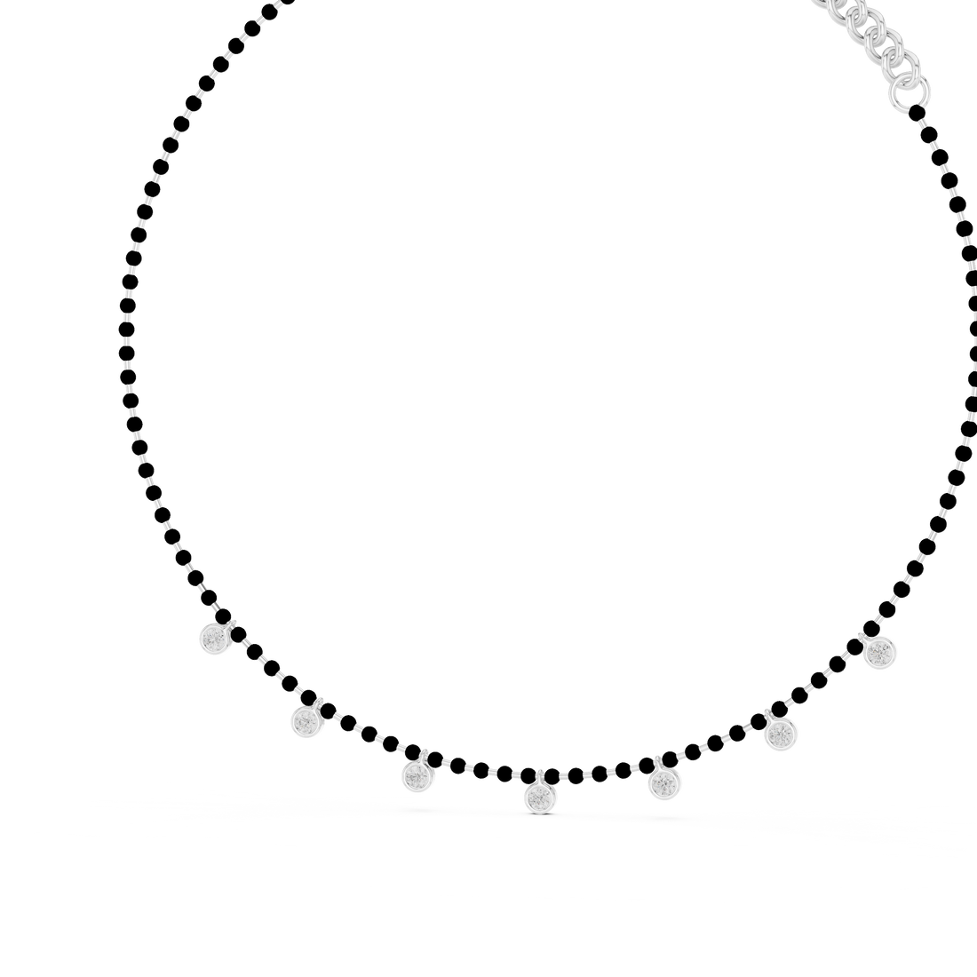 Round Diamond Bezel Station Chain Necklace with Floating Charms