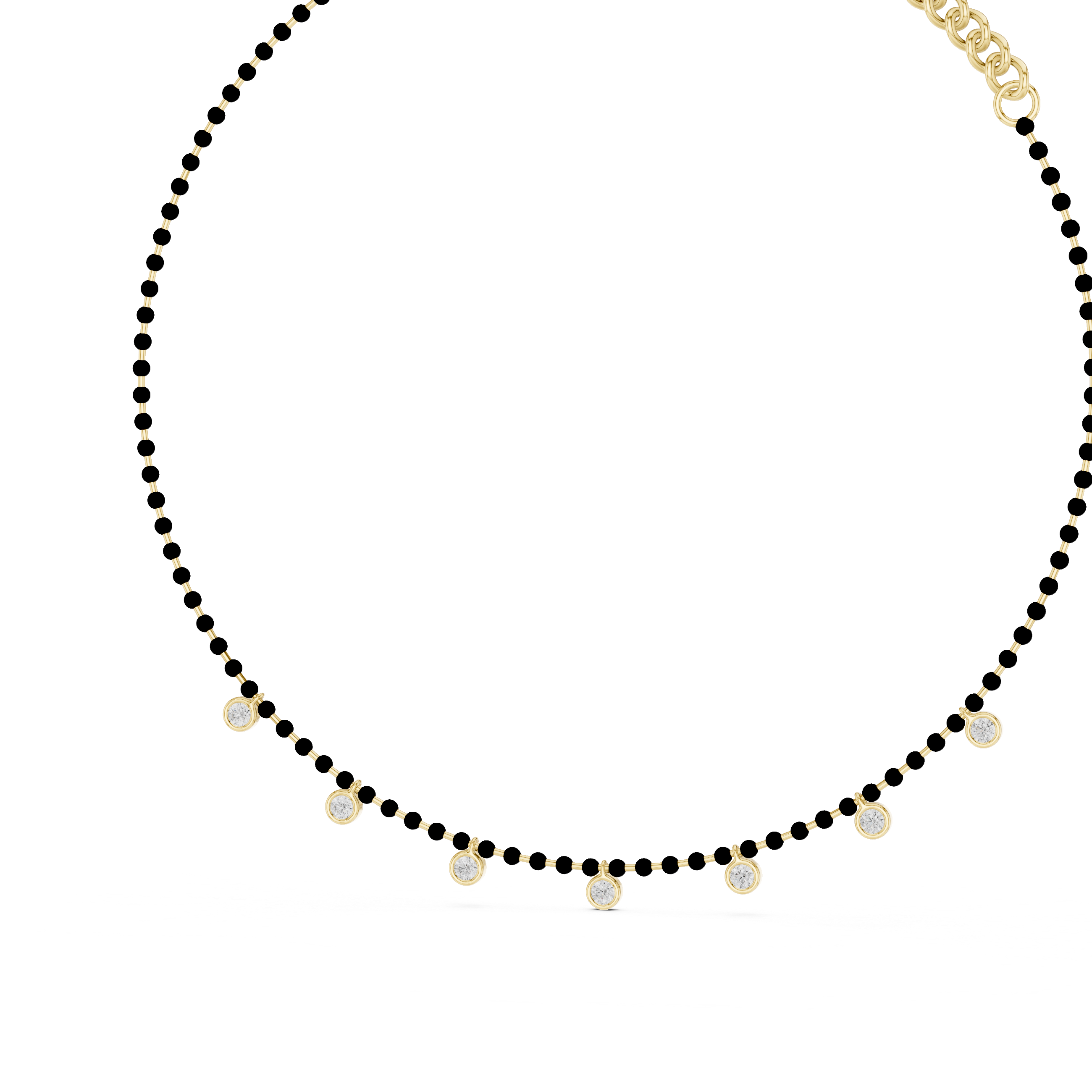 Round Diamond Bezel Station Chain Necklace with Floating Charms