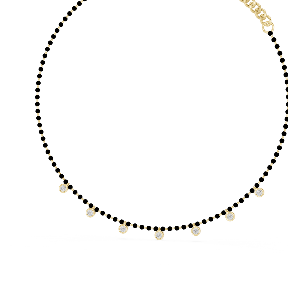 Round Diamond Bezel Station Chain Necklace with Floating Charms