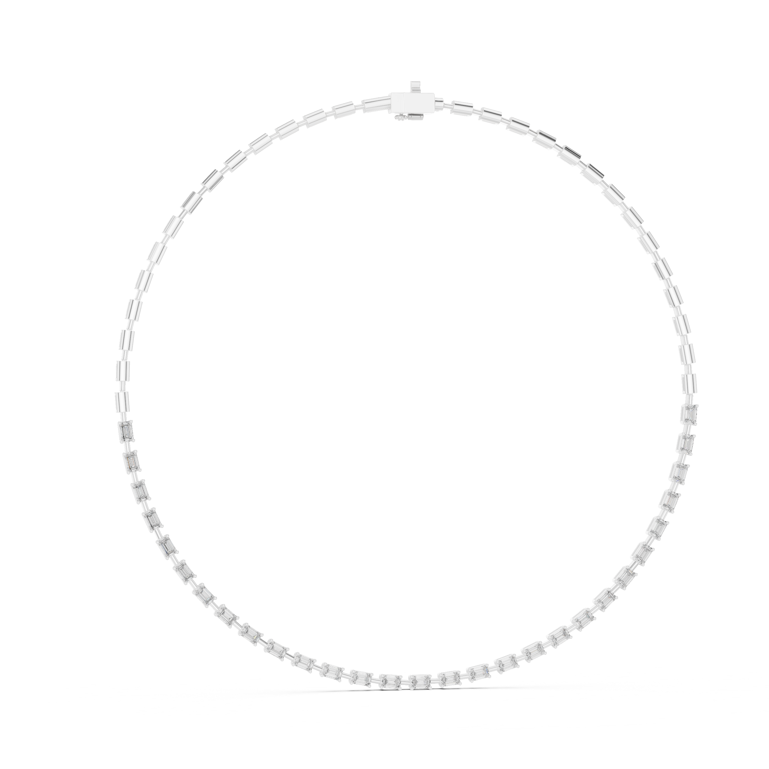 Emerald Cut Diamond Riviera Chain Necklace with Linear Links