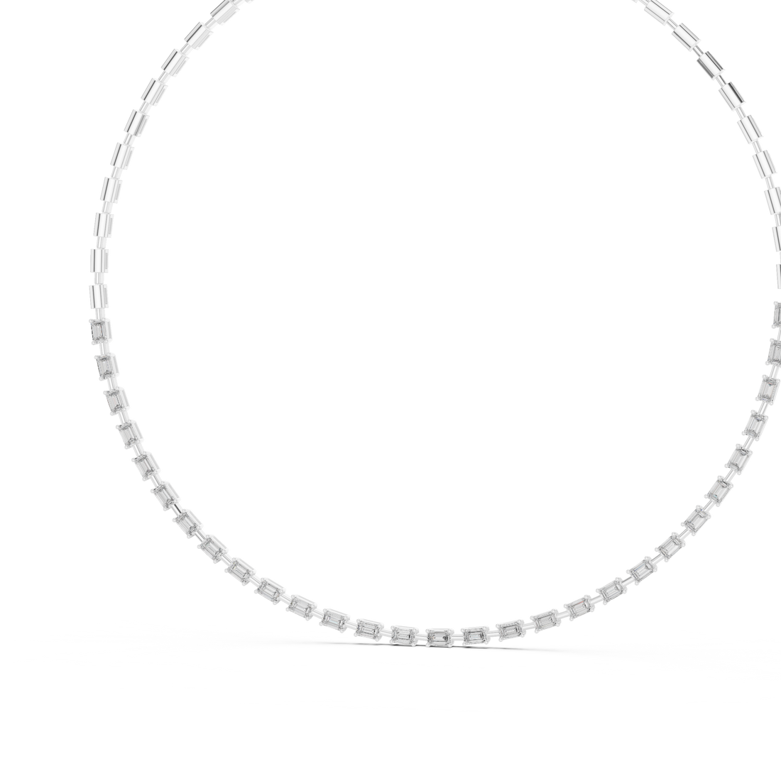 Emerald Cut Diamond Riviera Chain Necklace with Linear Links