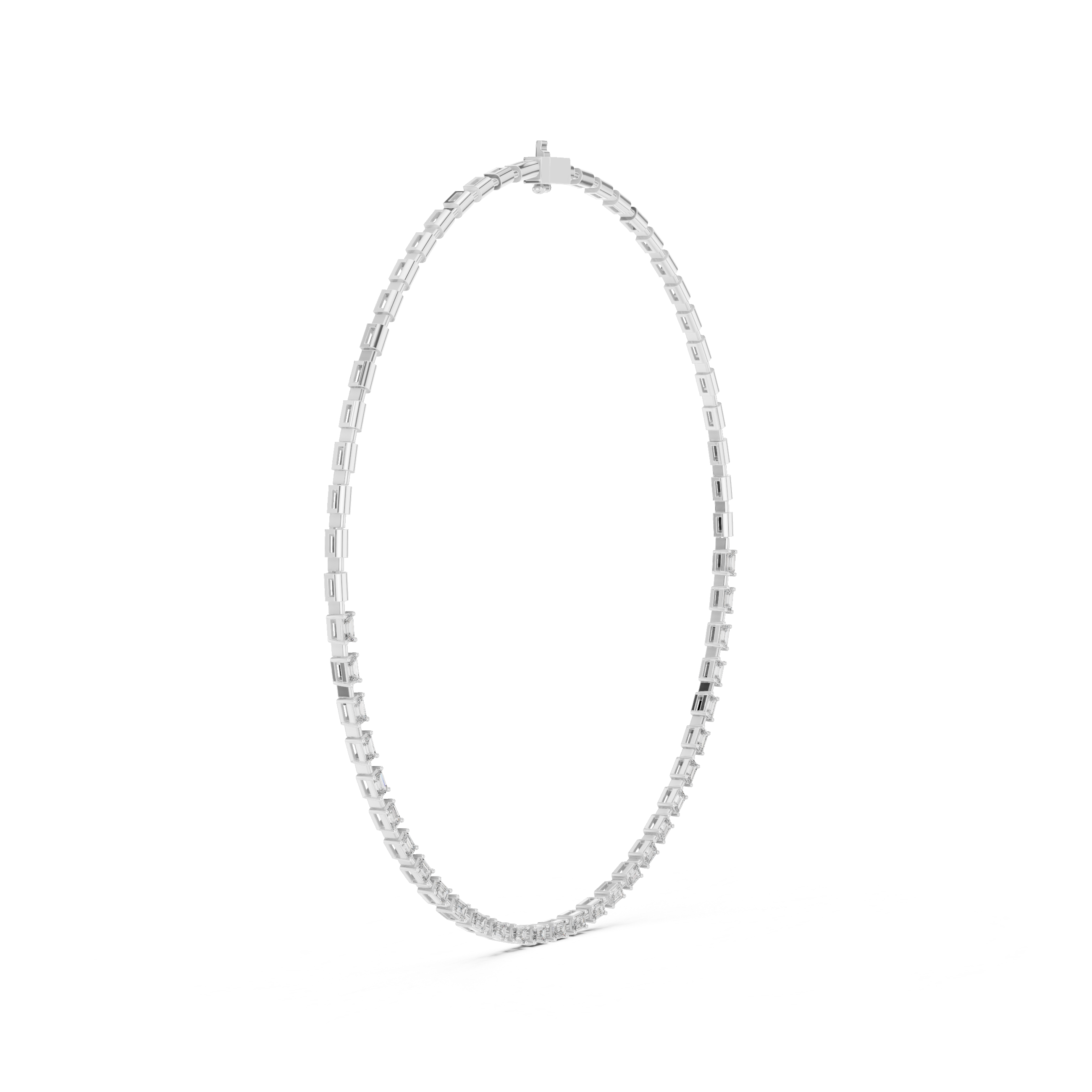 Emerald Cut Diamond Riviera Chain Necklace with Linear Links