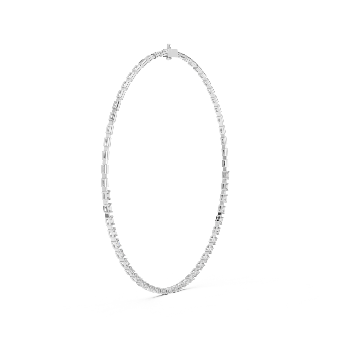 Emerald Cut Diamond Riviera Chain Necklace with Linear Links