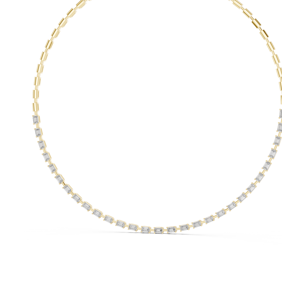 Emerald Cut Diamond Riviera Chain Necklace with Linear Links