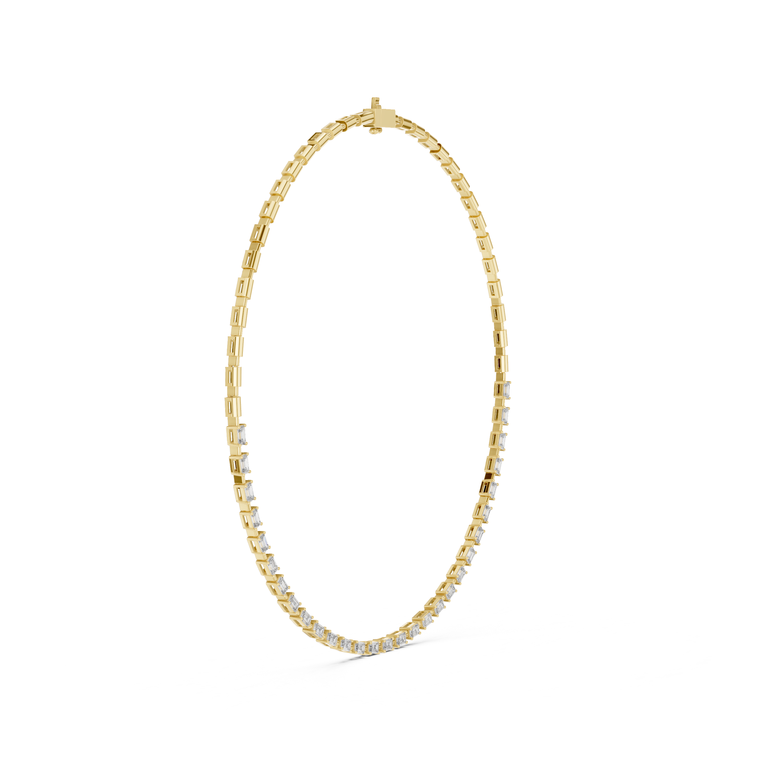 Emerald Cut Diamond Riviera Chain Necklace with Linear Links