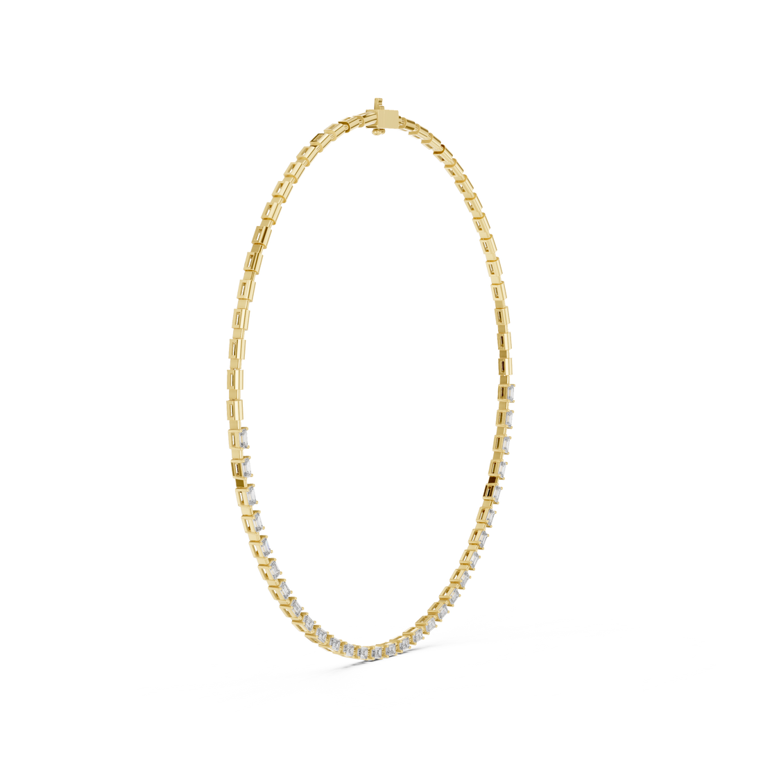 Emerald Cut Diamond Riviera Chain Necklace with Linear Links