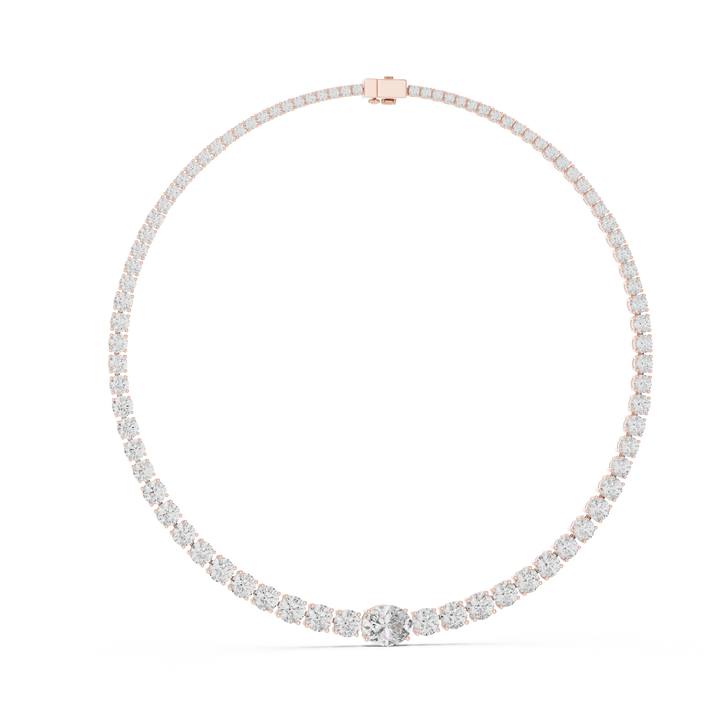 Round Brilliant Diamond Riviera Necklace with Graduated Center Solitaire