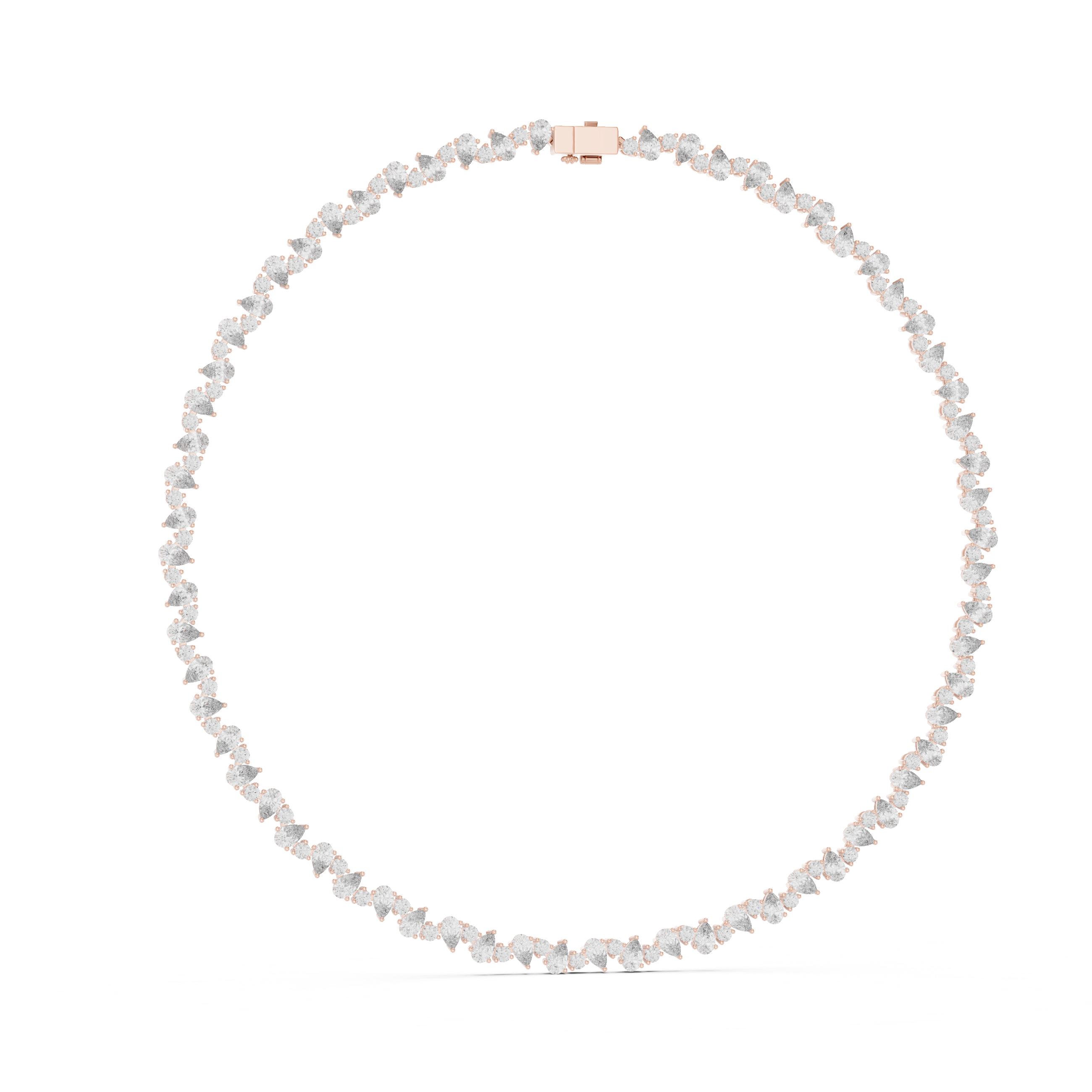 Pear Shape and Round Diamond Riviera Tennis Necklace with Graduated Brilliance