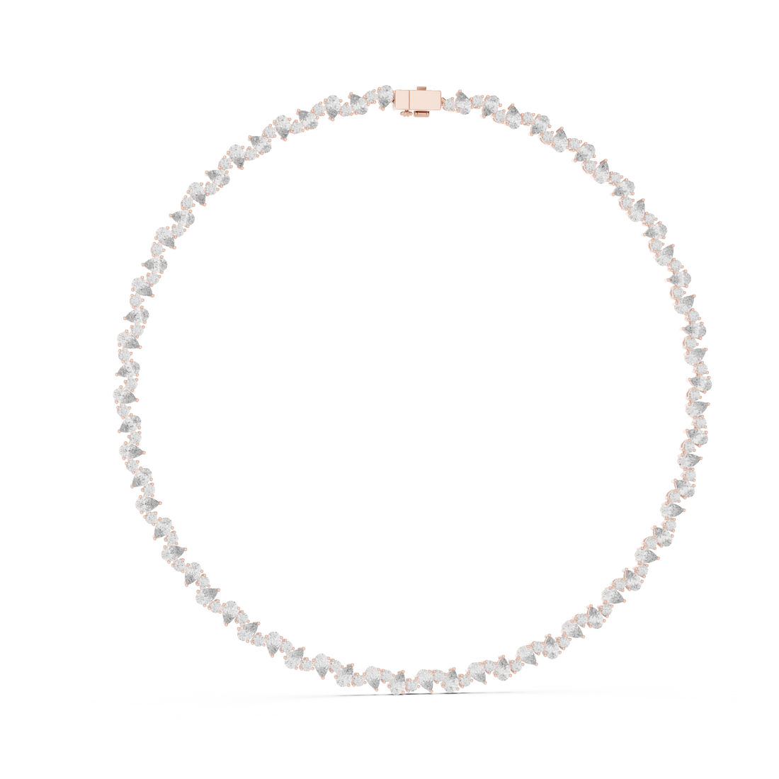 Pear Shape and Round Diamond Riviera Tennis Necklace with Graduated Brilliance