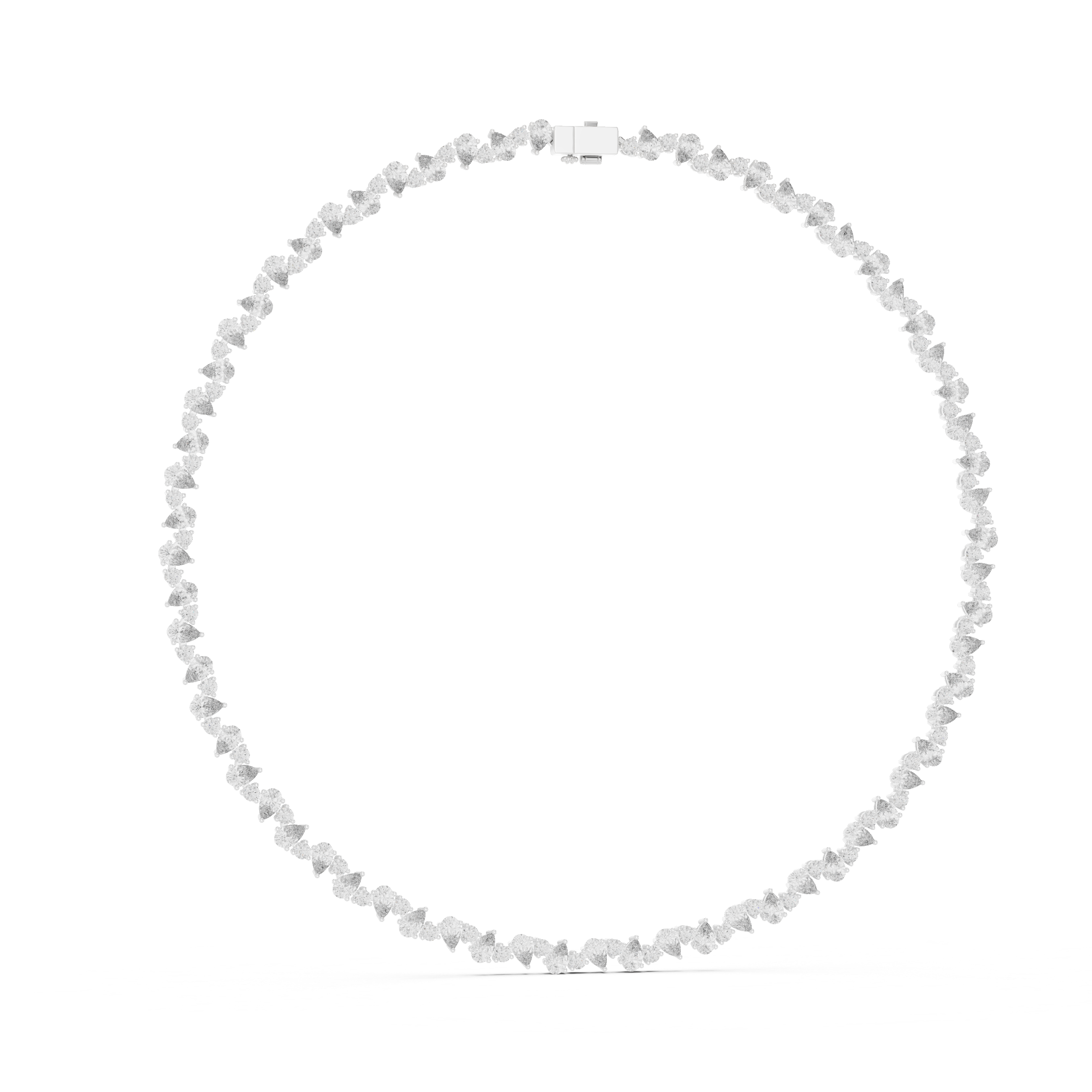 Pear Shape and Round Diamond Riviera Tennis Necklace with Graduated Brilliance