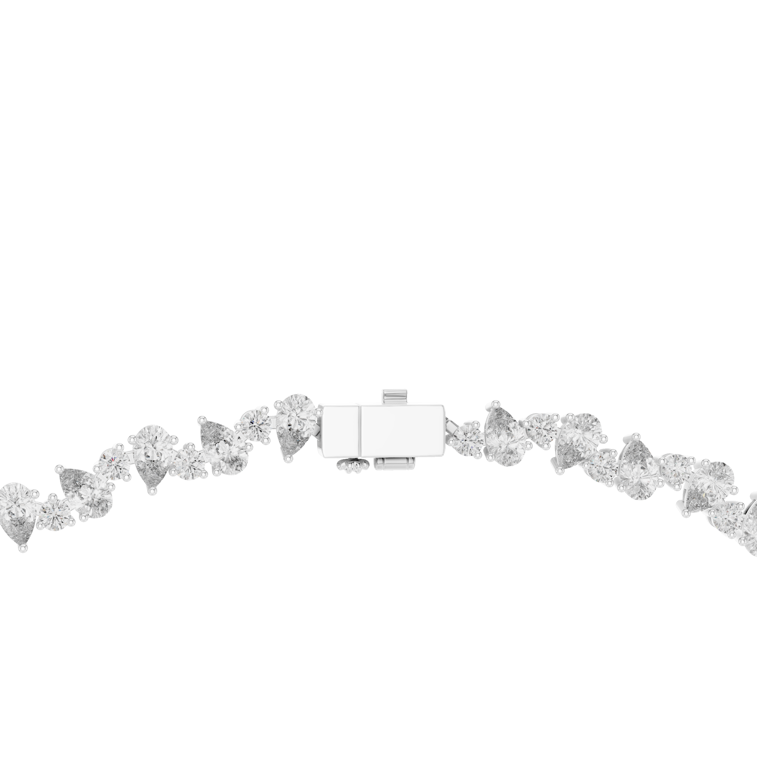 Pear Shape and Round Diamond Riviera Tennis Necklace with Graduated Brilliance