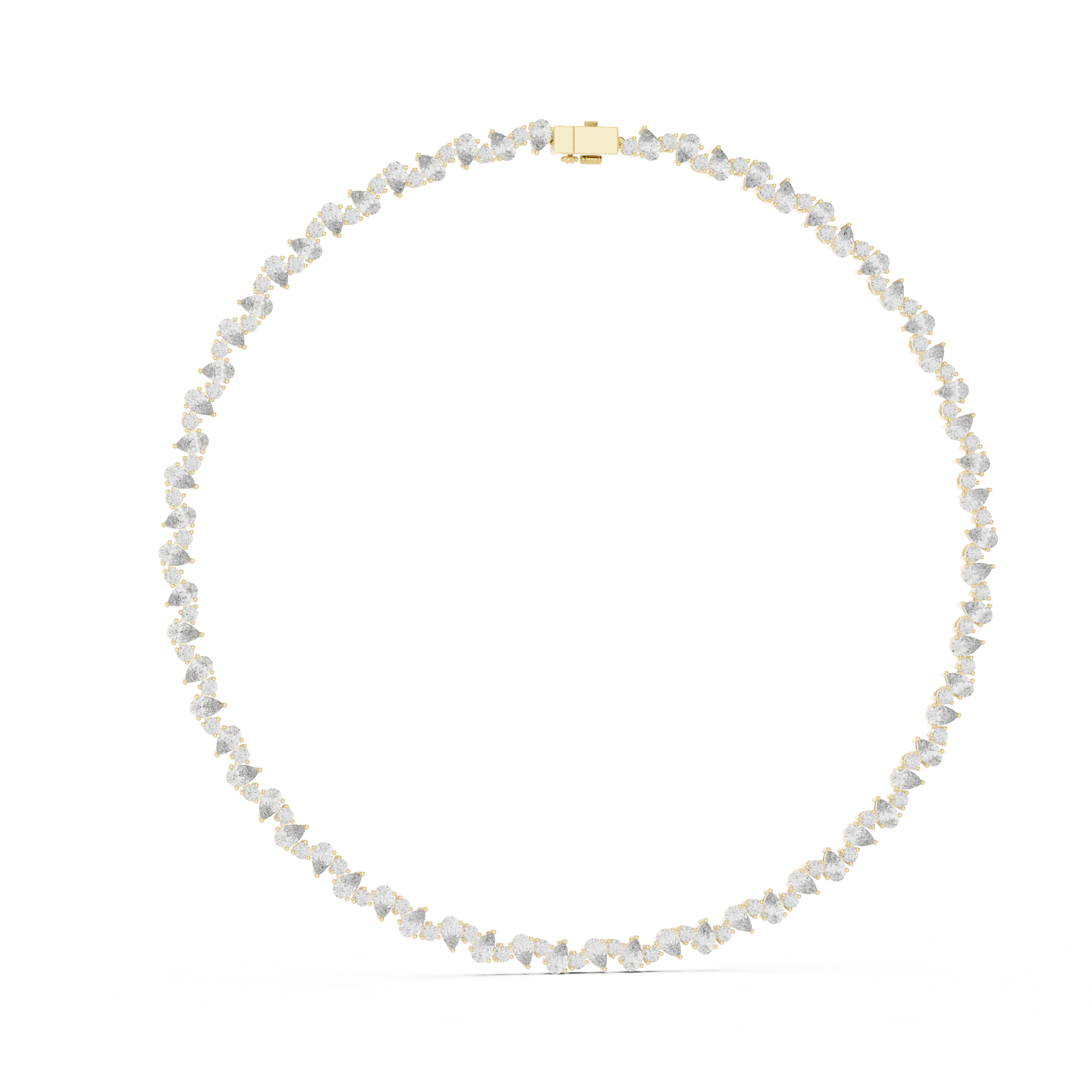 Pear Shape and Round Diamond Riviera Tennis Necklace with Graduated Brilliance